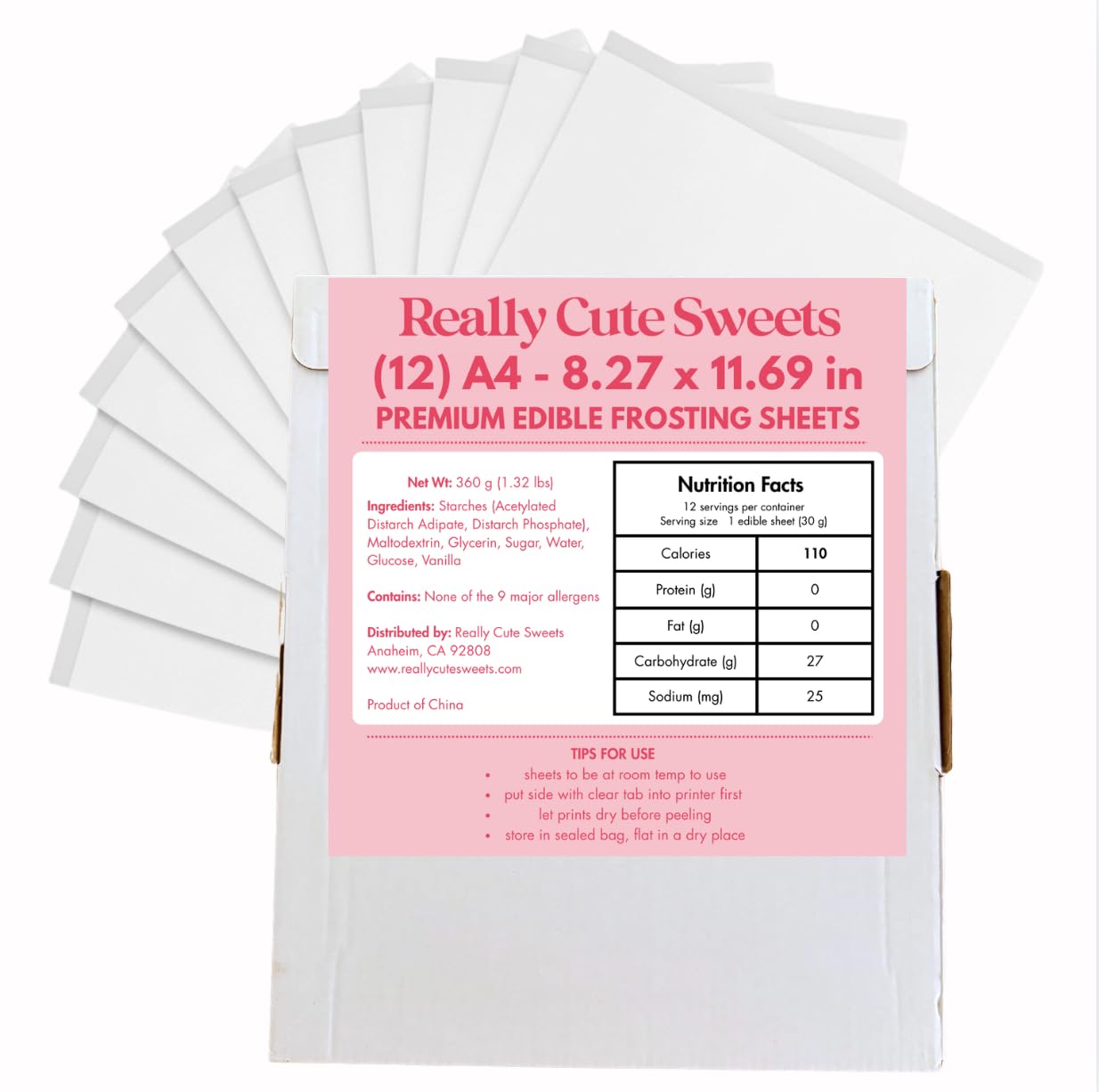 A4 Edible Frosting Sheets for Printers - 12 Pack Premium Icing Paper for Cakes and Cookies