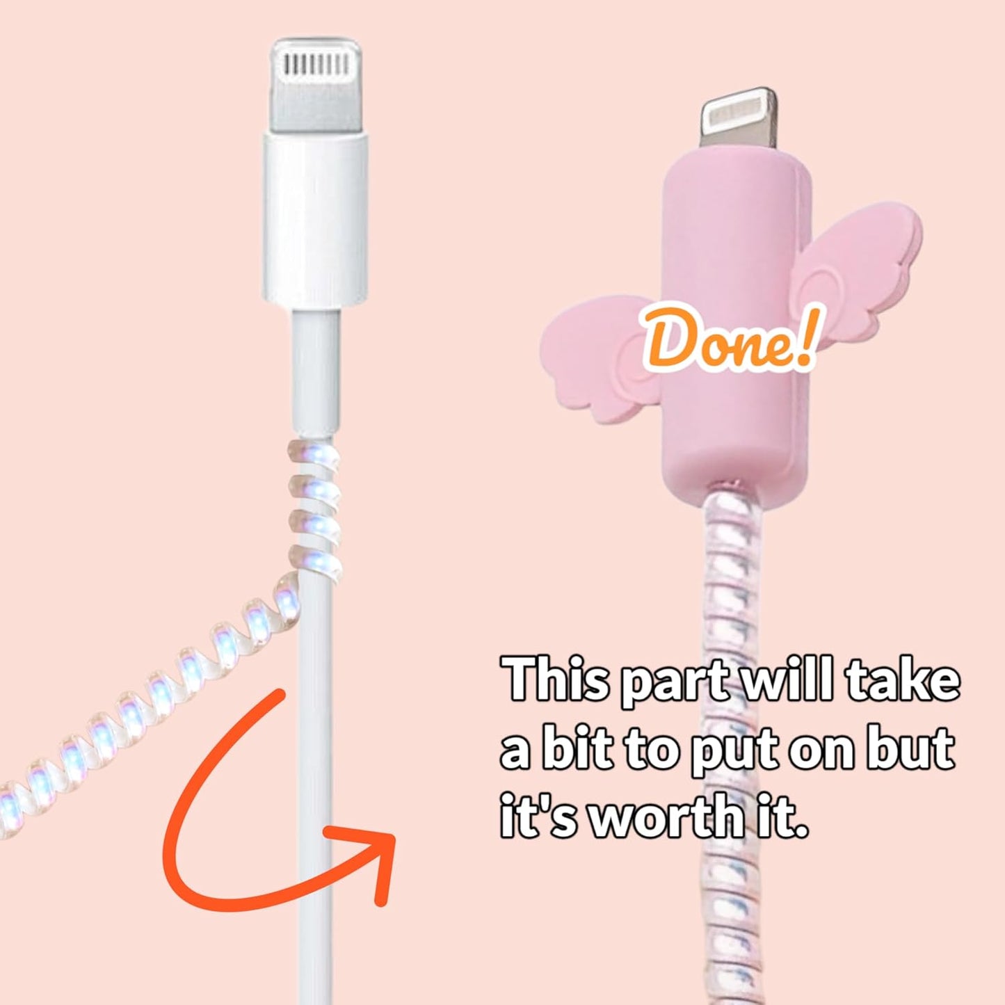Pink Heart Silicone Charger Protector Set for iPhone – Style Meets Function
