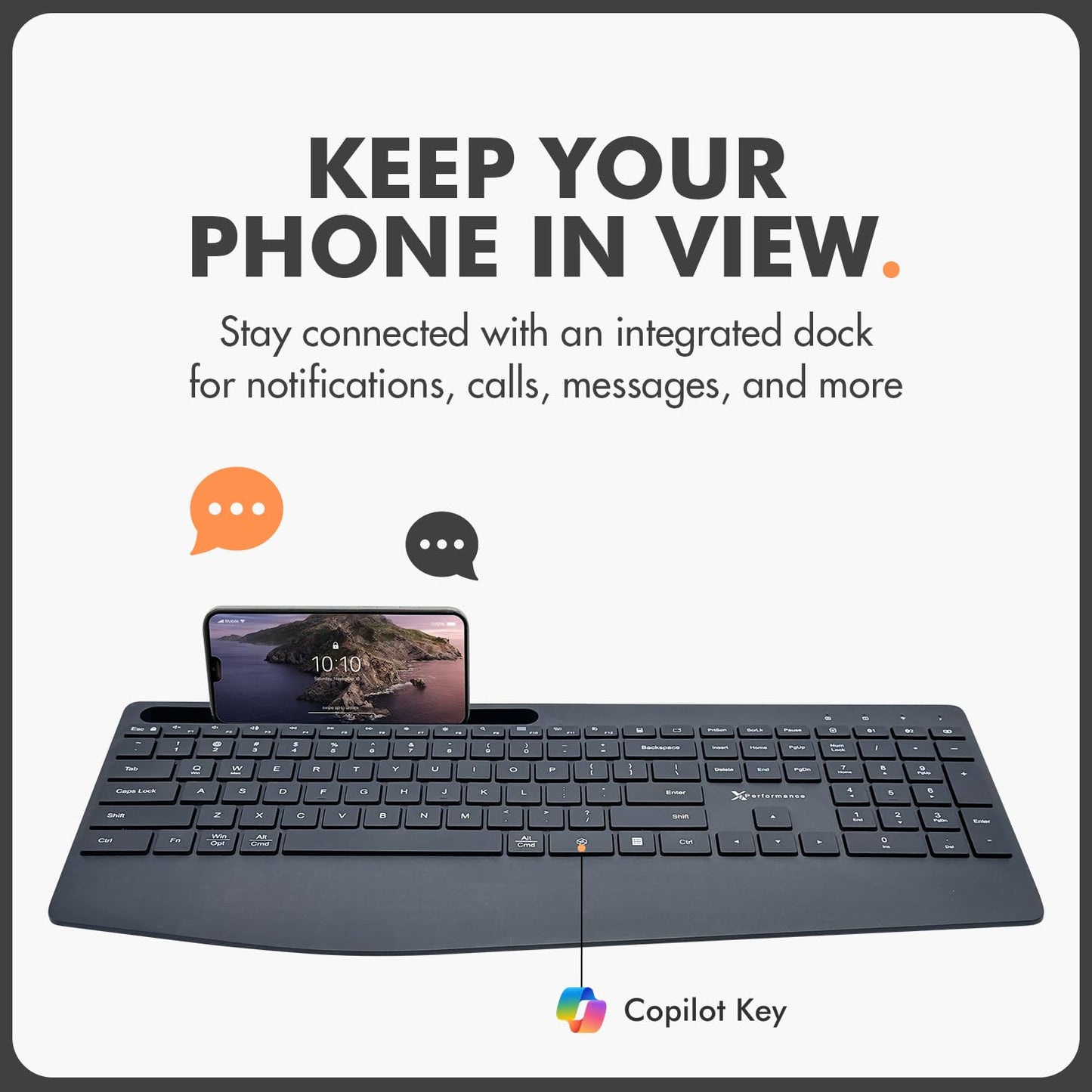 X9 Wireless Keyboard and Mouse Combo - Bluetooth & 2.4GHz Multi-Device Full Size Silent Set with Wrist Rest & Phone Holder