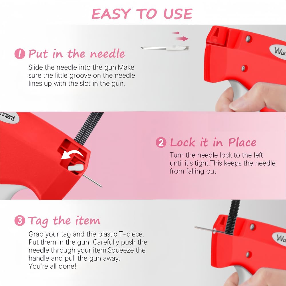 Quick Clothing Fixer Stitch Gun Kit with 2000 Fasteners and 6 Needles - Red and Floral White