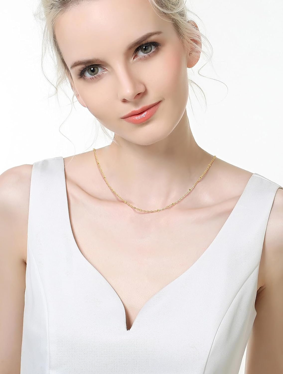 20"+2" 18K Gold Plated Heart Key Pendant Necklace w/ 18"+2" Choker