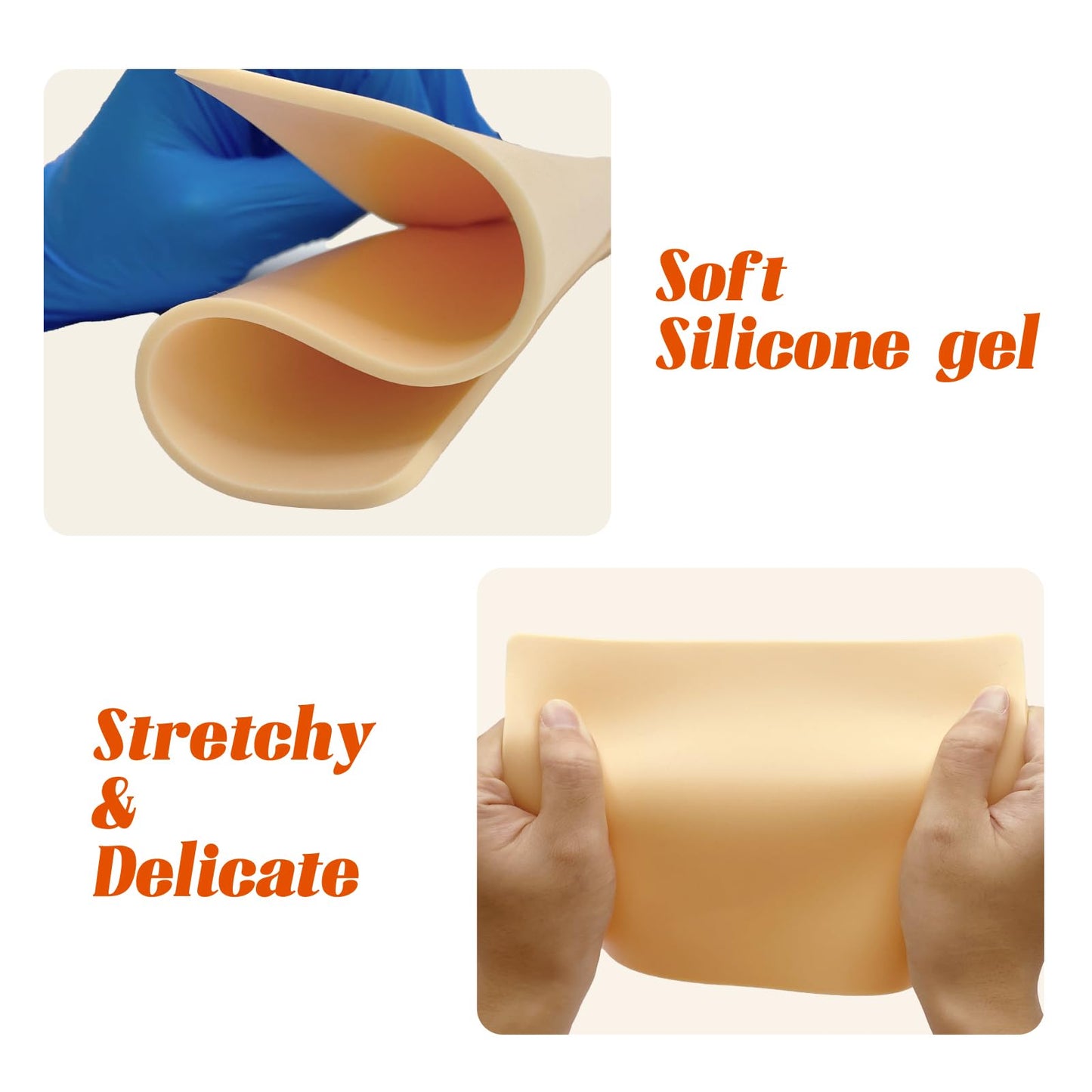 6-Pack 3mm Tattoo Practice Skin - 12x8 inch Double Sided Silicone Fake Skin Sheets