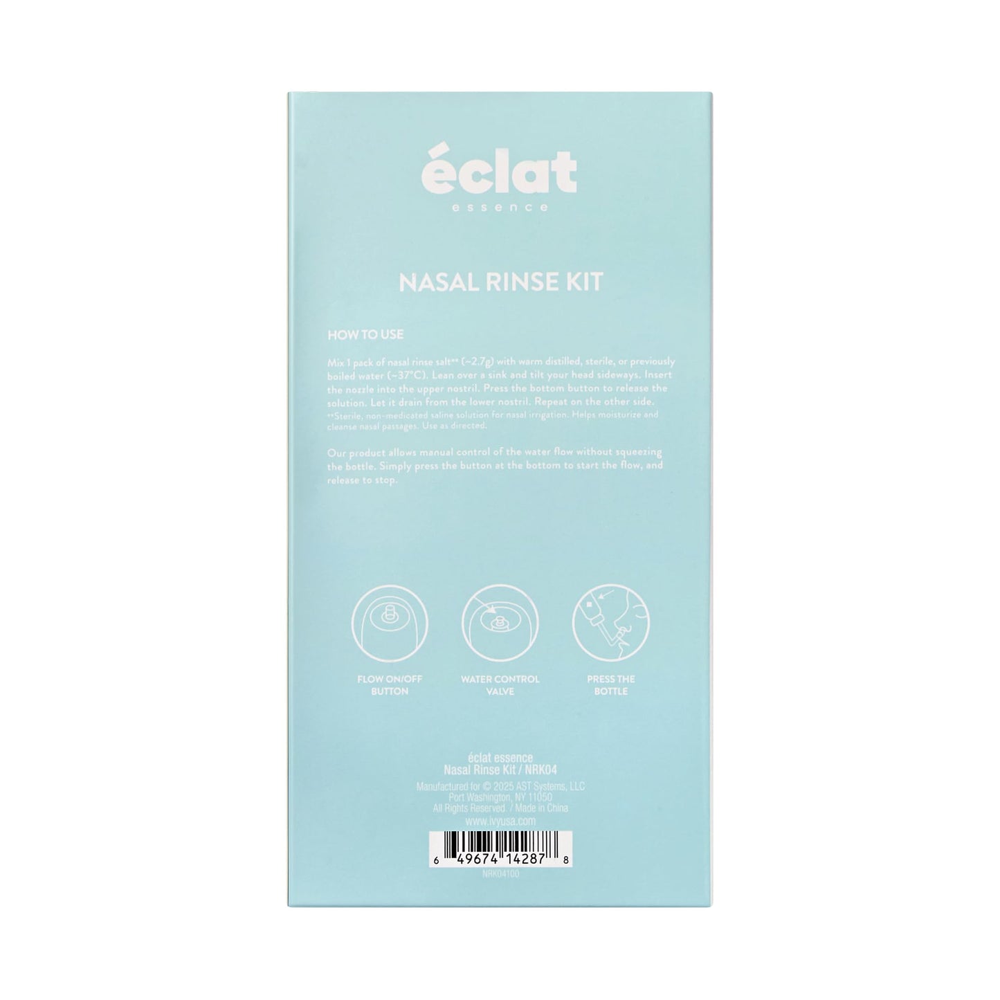 16.9 fl oz (500 mL) Nasal Rinse Kit with Smart Flow Control Valve, 40 Salt Packets, and 2 Nozzles