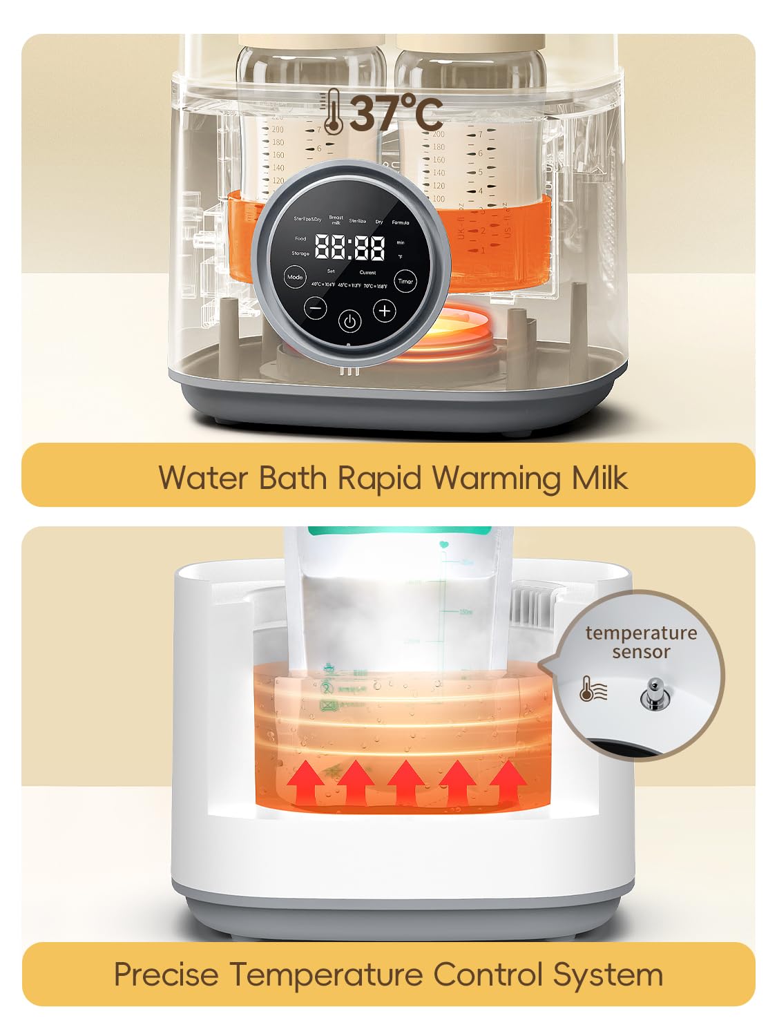 Large Capacity 6-in-1 Steam Baby Bottle Sterilizer and Dryer for Pump Parts & Pacifiers