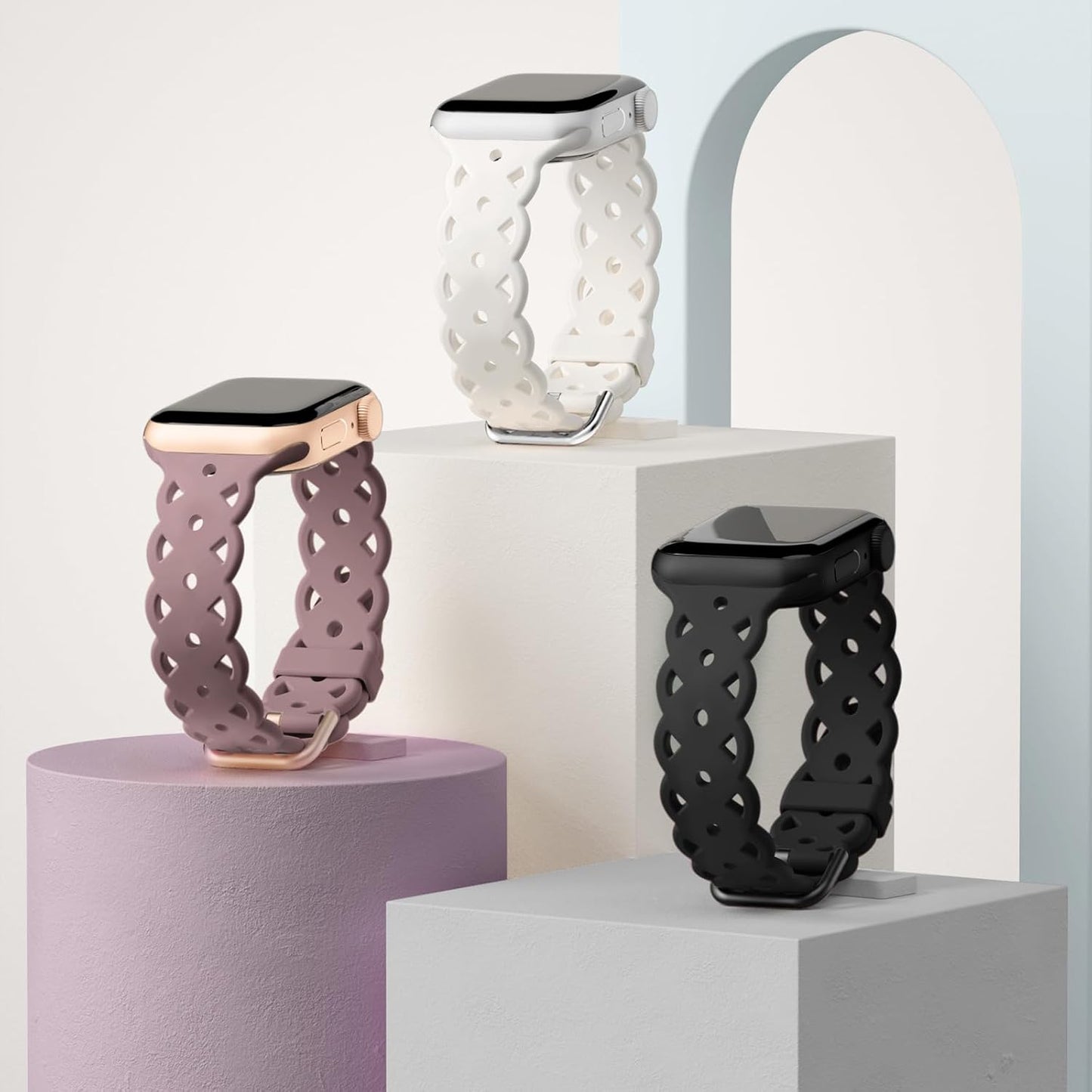 Apple Watch Bands 3-Pack: Breathable, Soft Sport Straps for Series Ultra/SE/8/7/6/5/4/3/2/1