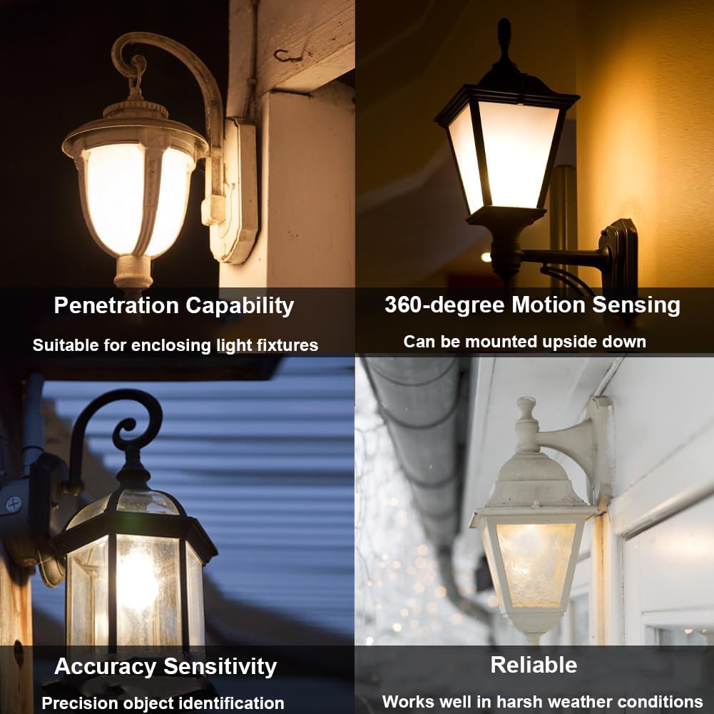 Radar Motion Sensor LED Light Bulbs 9W A19 E26 Dusk to Dawn 2700K Warm White - 3 Pack