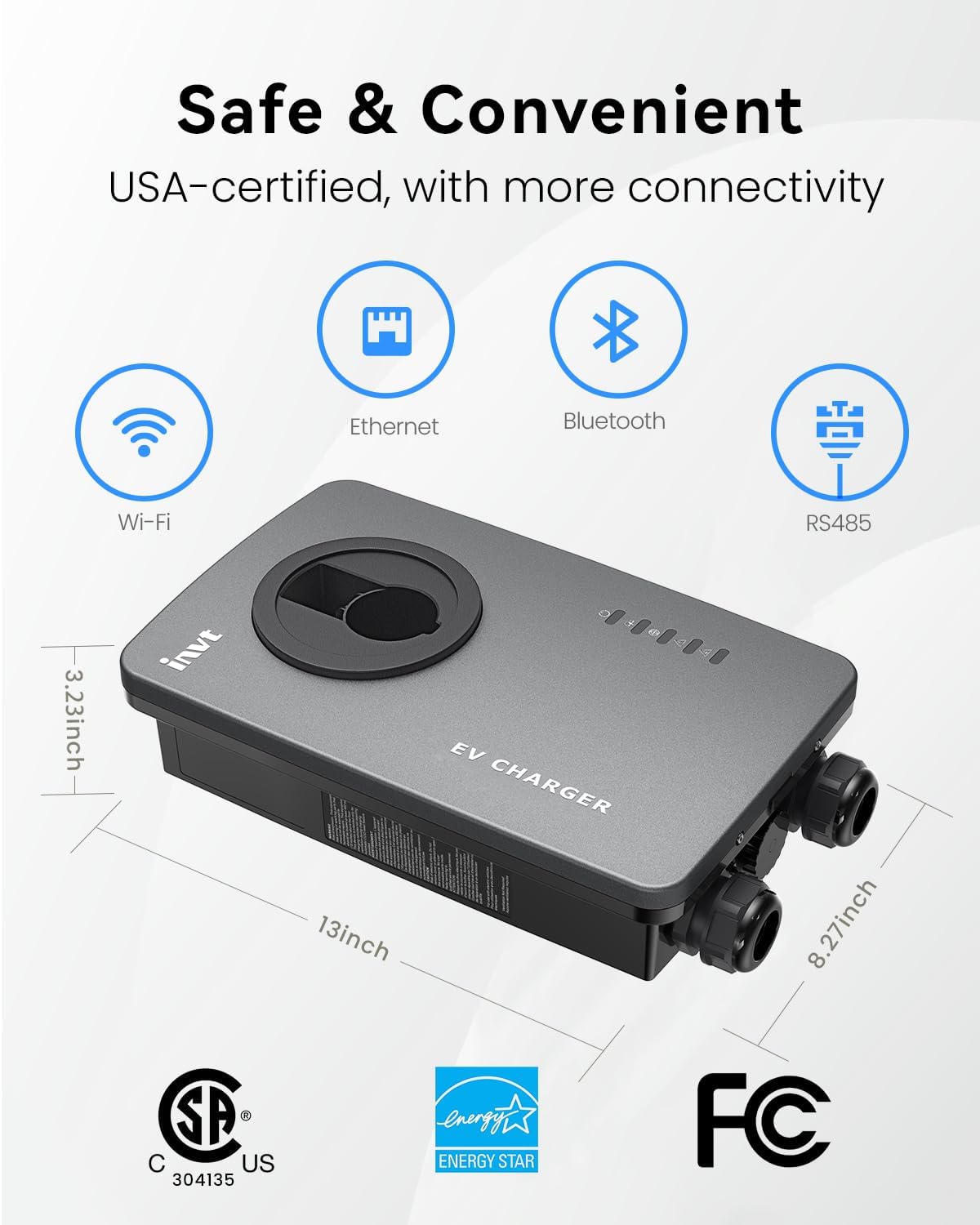 48 Amp Level 2 EV Charger, Wi-Fi Enabled, 24' Cable, Indoor/Outdoor, 240V