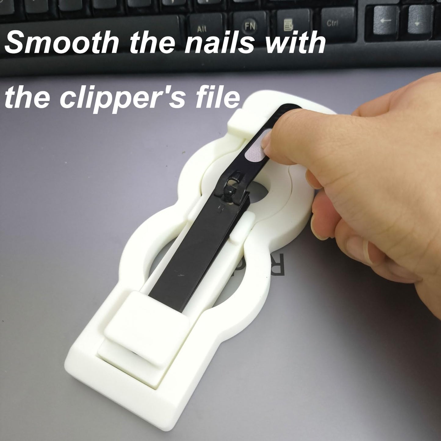 One-Handed Nail Clippers for Stroke Survivors, Elderly, and Limb Differences - White