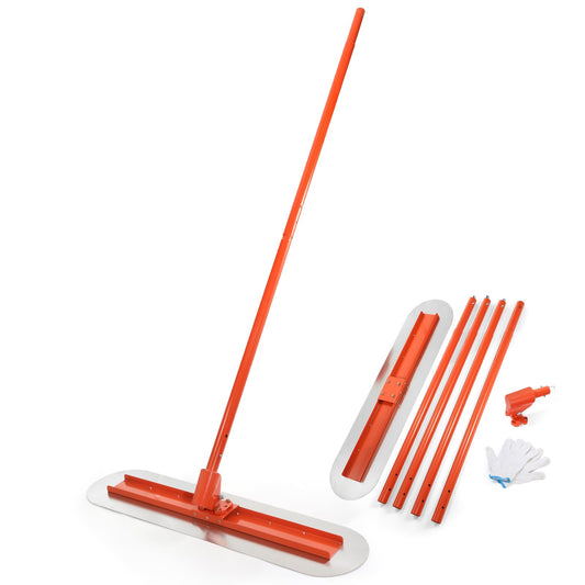 Bull Float Concrete Finishing Tool Kit - 48" x 12" Stainless Steel Trowel with 181" (459.7 cm) Adjustable Extension Handle and Heavy Duty Aluminum Rods