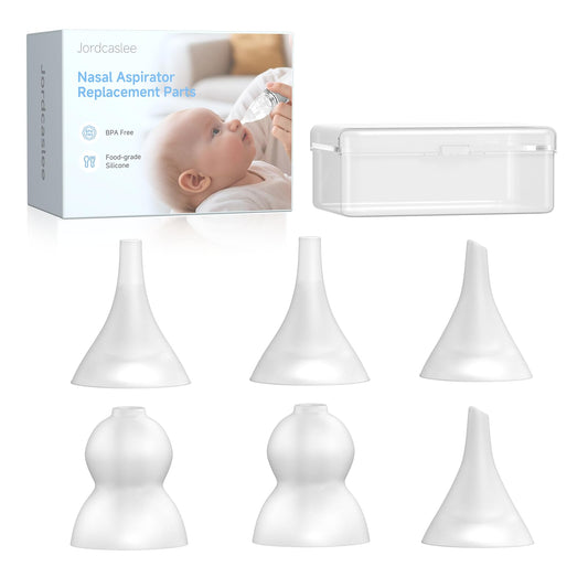 6-Piece Nasal Aspirator Replacement Tips, Soft Food-Grade Silicone Suction Heads