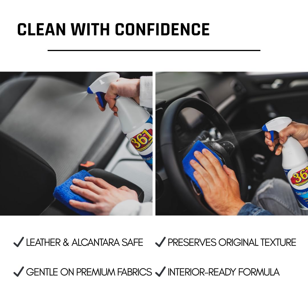 Multi-Purpose Car Interior Cleaner Spray - Stain Remover for Seats, Upholstery, Dashboard, Leather - Pack of 2 (25 fl oz / 739 mL Each)