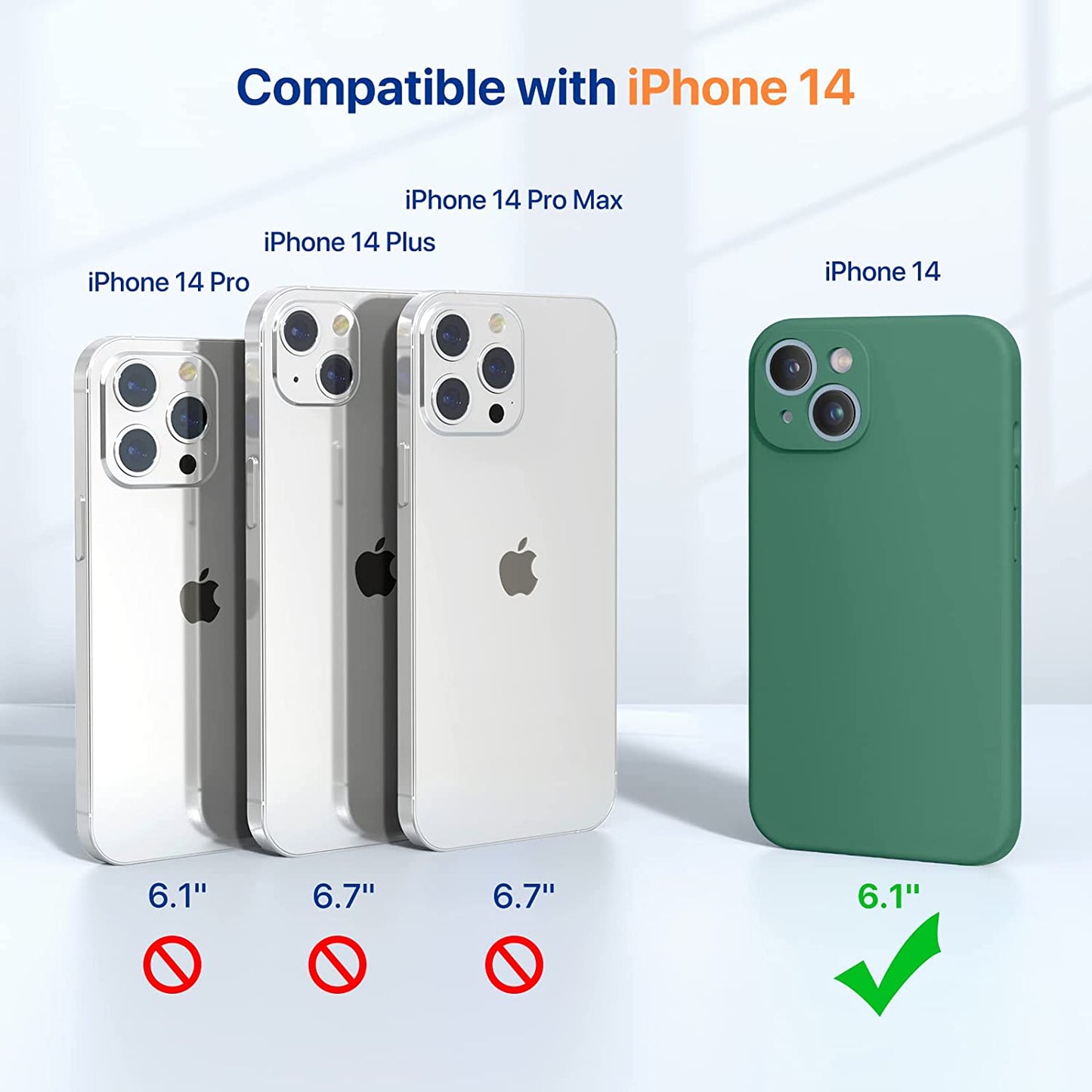 6.1" iPhone 14 Liquid Silicone Case w/ Microfiber Lining & Screen Protector