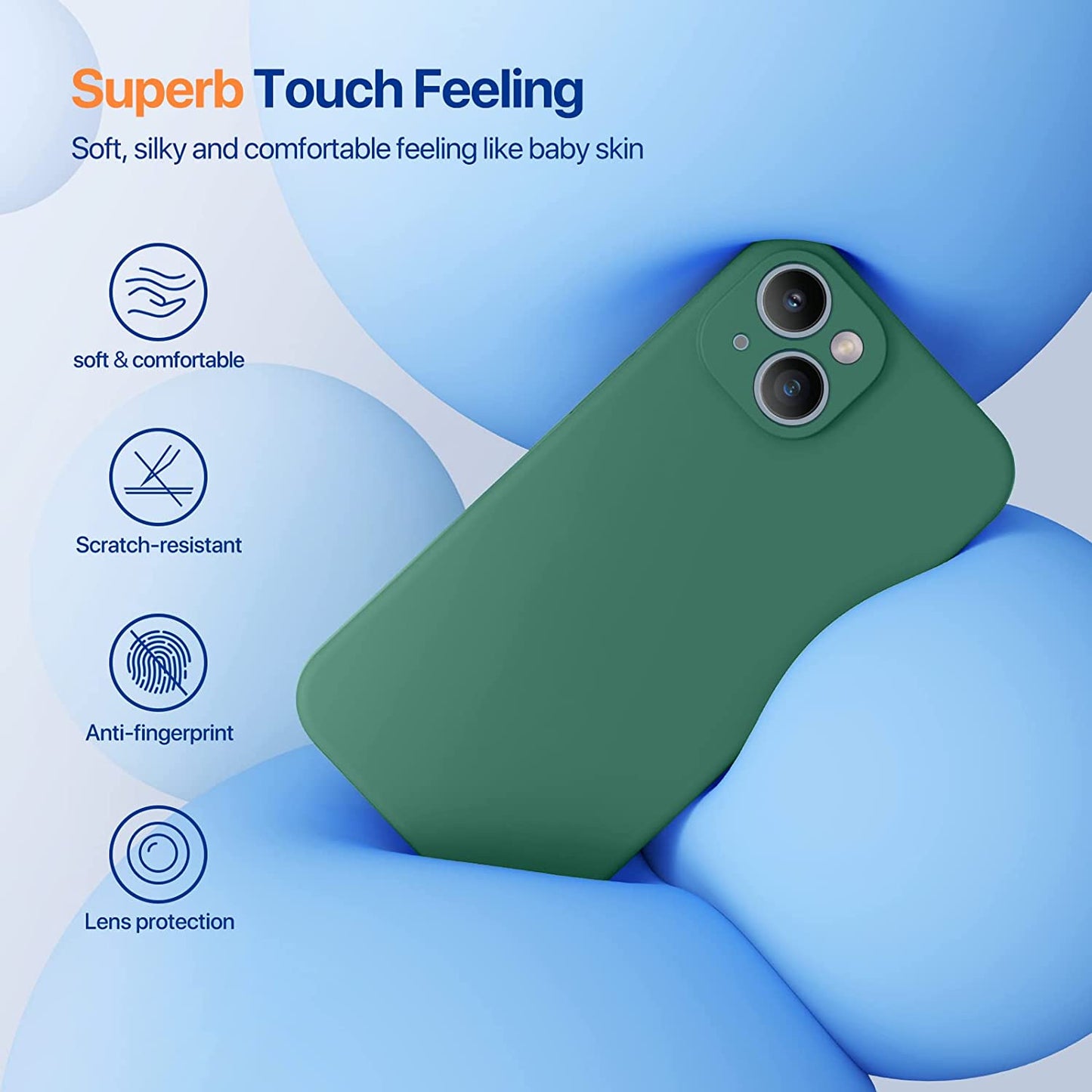6.1" iPhone 14 Liquid Silicone Case w/ Microfiber Lining & Screen Protector
