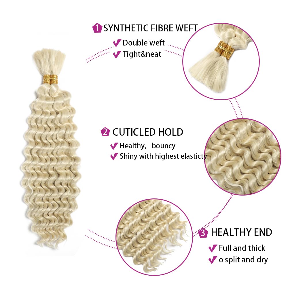 22" Blonde 613 Bulk Hair for Braiding, 155g Total for 2 Bundles - Bohemian Braids Ready