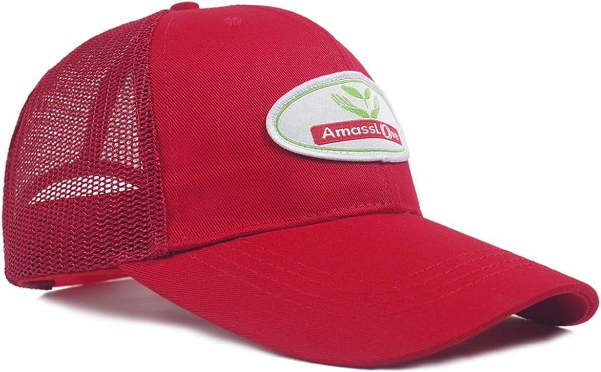 Red Amasslove Trucker Hat with Breathable Mesh Back for Men and Women - Snapback Design