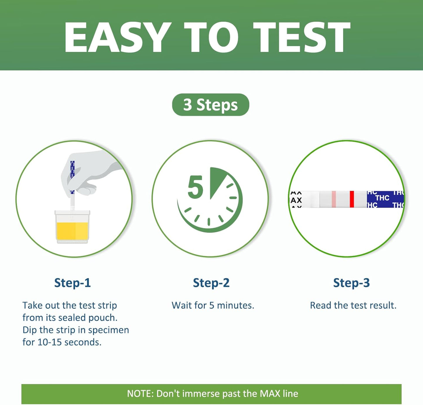 Marijuana THC Test Kit: 15 Strips for Accurate Home Urine Testing, Detects Edibles & Vapes
