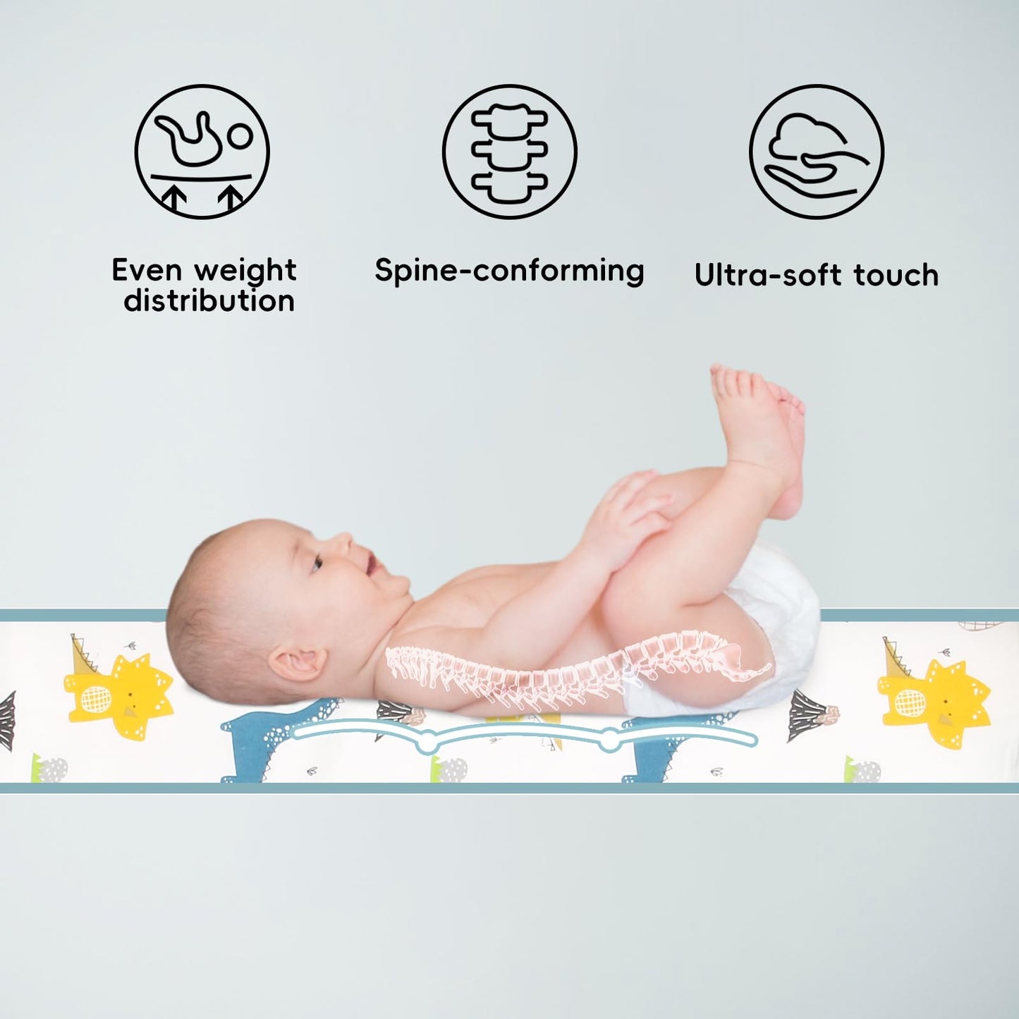 Portable Baby Lounger Nest, Adjustable Newborn Lounger 0-24 Months, Dinosaur Print Breathable Cotton