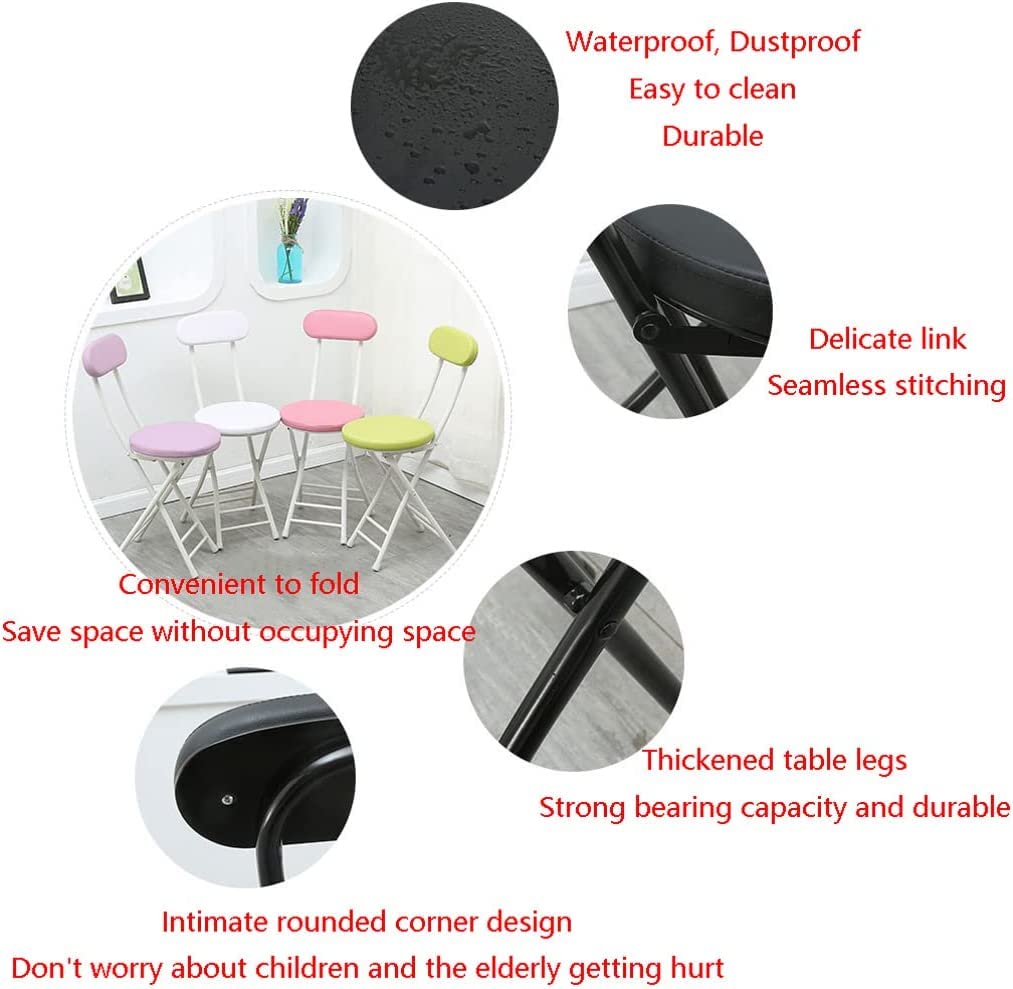 1-Piece Lightweight Folding Stool Chair with Backrest, Thick Rebound Sponge Cushion, Non-Slip Feet, Portable Dining Seat, 29.9 x 12 x 11.4 in