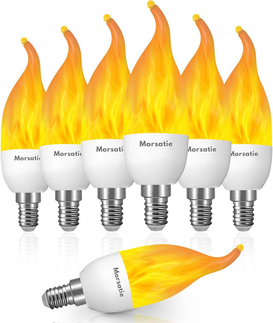 Enhance Your Home with a 6-Pack of 3-Mode E12 Flame LED Light Bulbs for Indoor & Outdoor Decor