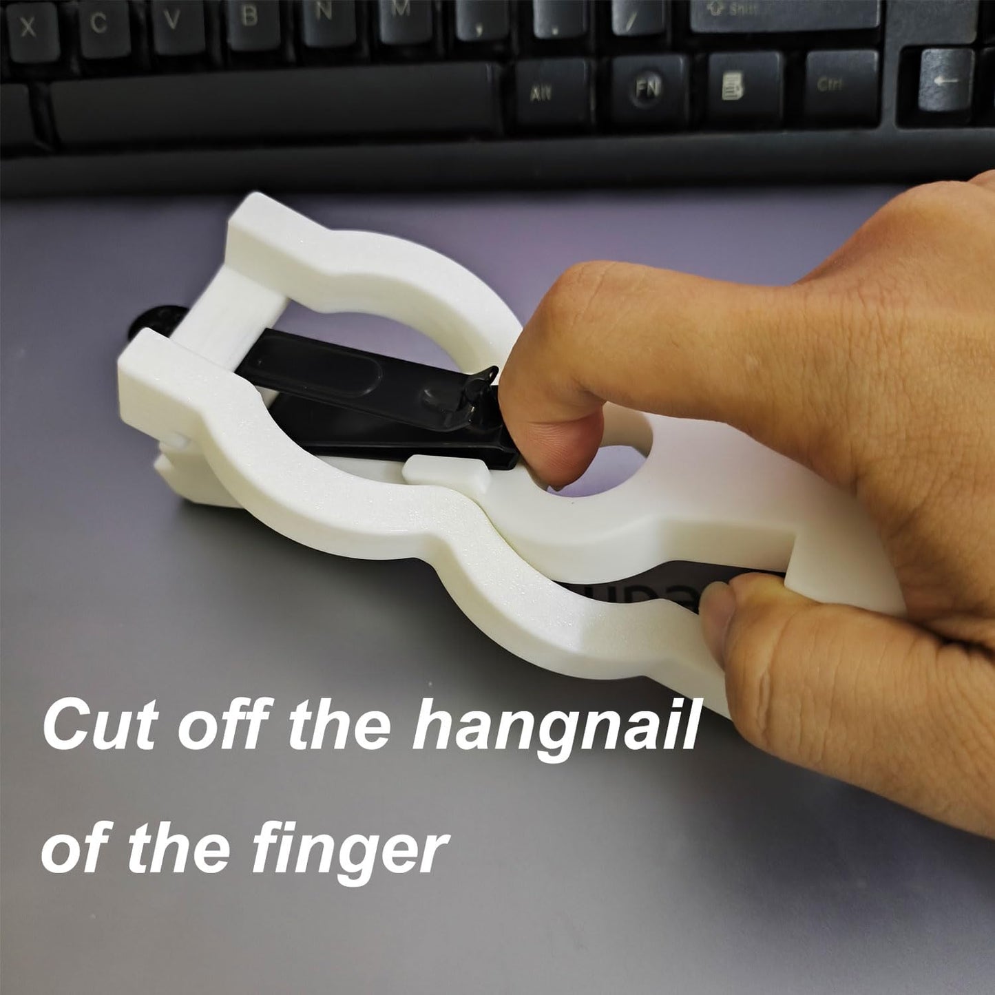 One-Handed Nail Clippers for Stroke Survivors, Elderly, and Limb Differences - White