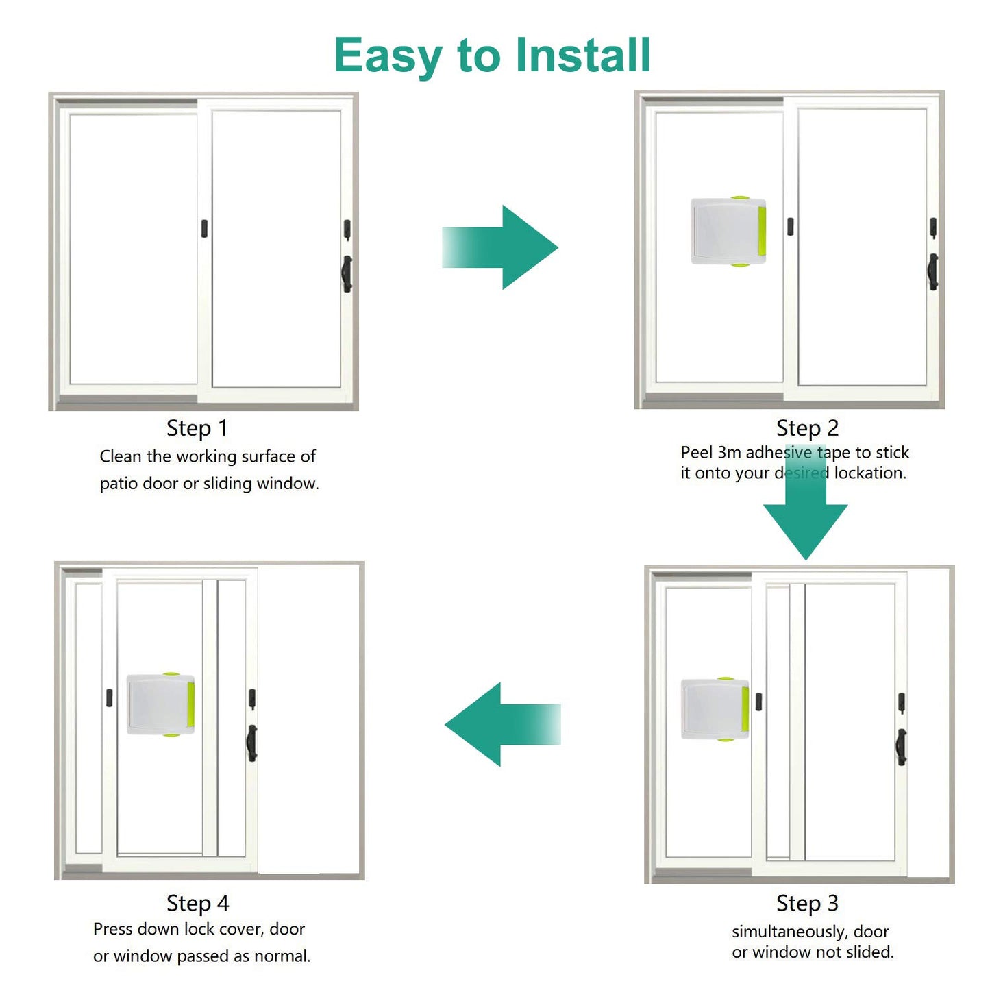 4pk Baby Safety Sliding Glass Door/Window Locks (No Drilling Required)