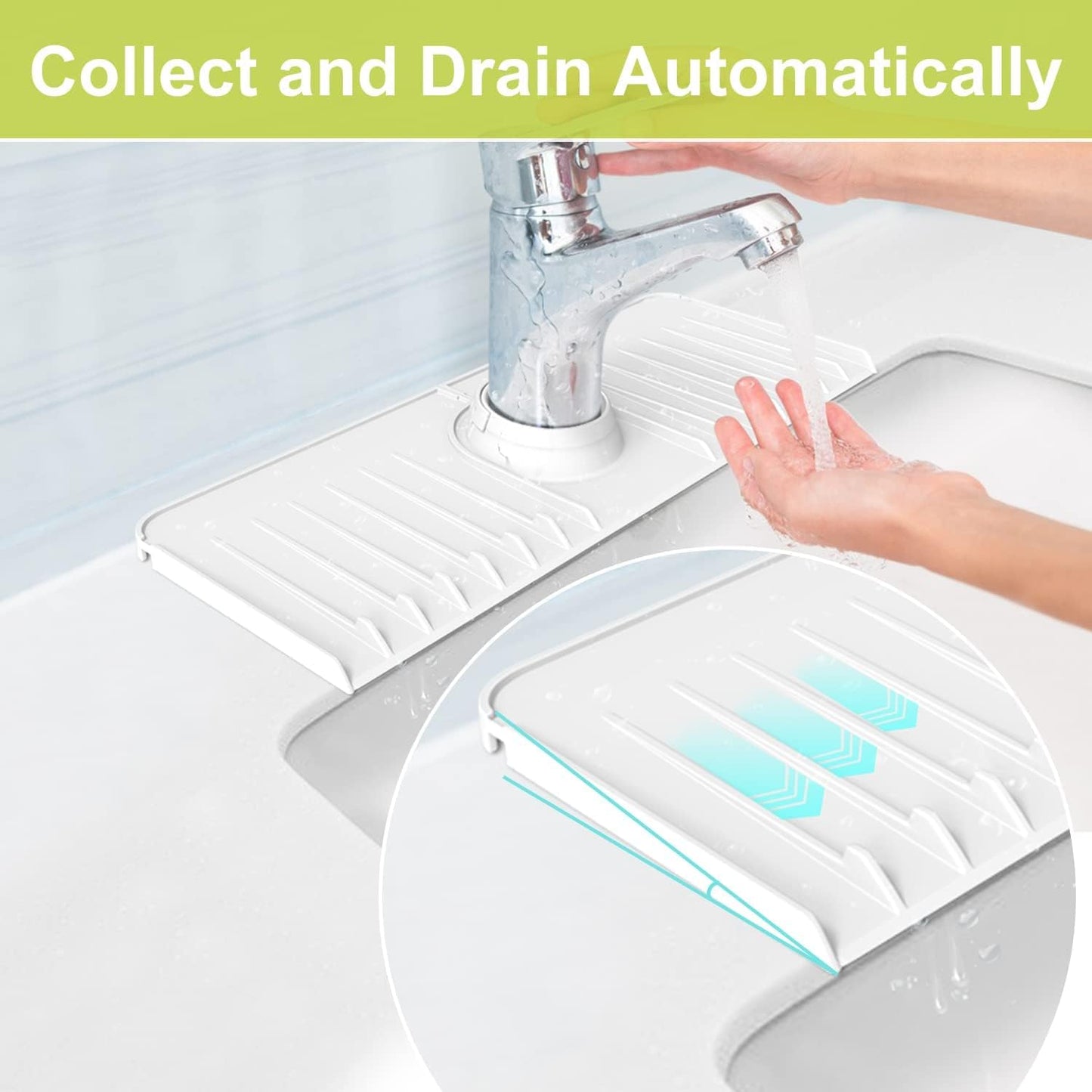 Maximize Kitchen Cleanliness with White Silicone Faucet Mat – Fits Faucets up to 2.9 Inches