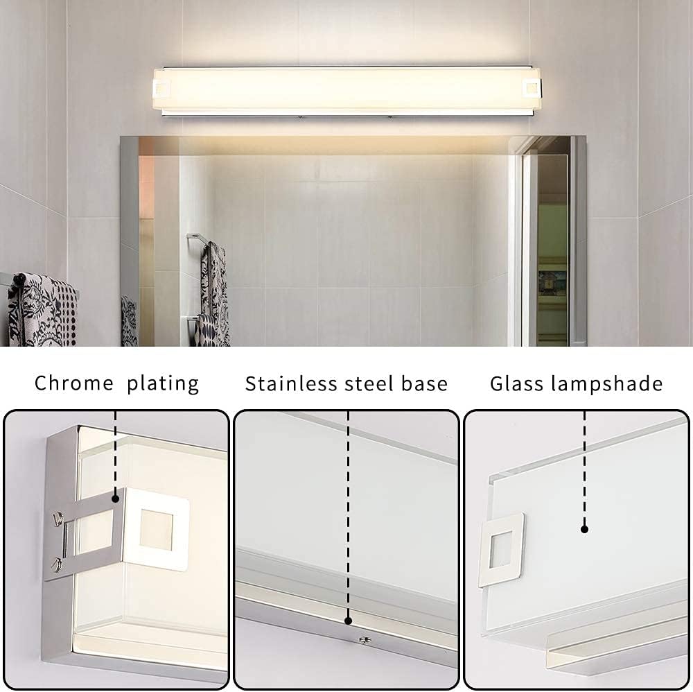 32.28" Dimmable LED 30W 2400lm 3000K Glass/Chrome Bathroom Vanity Light Fixture