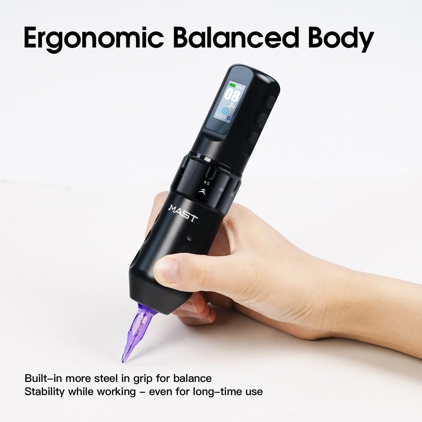 Mast Flip4 Pro Wireless Tattoo Machine Kit - 7 Adjustable Strokes & 2000mAh Battery