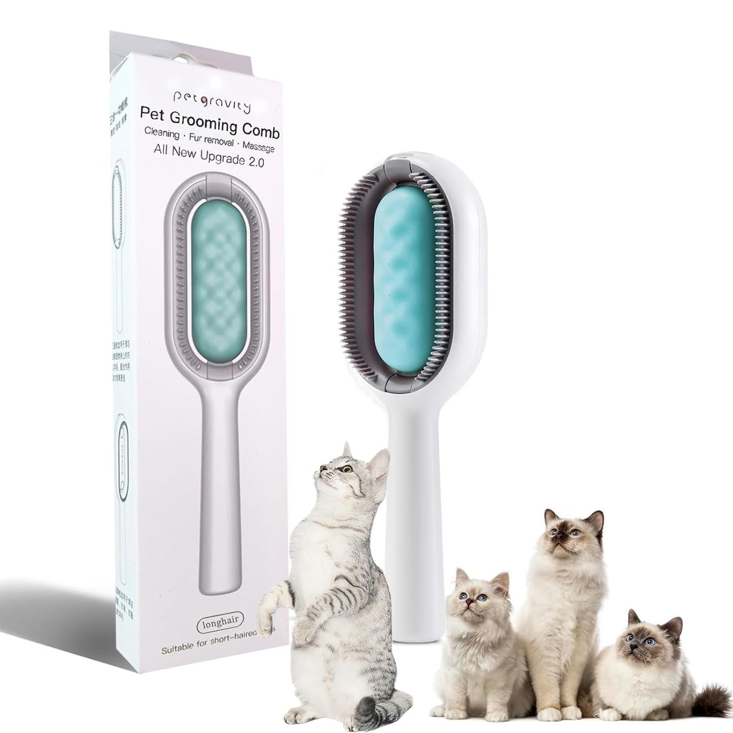 Maximize Pet Grooming with 4-in-1 Cat Brush: For Shedding, Massage & Cleaning