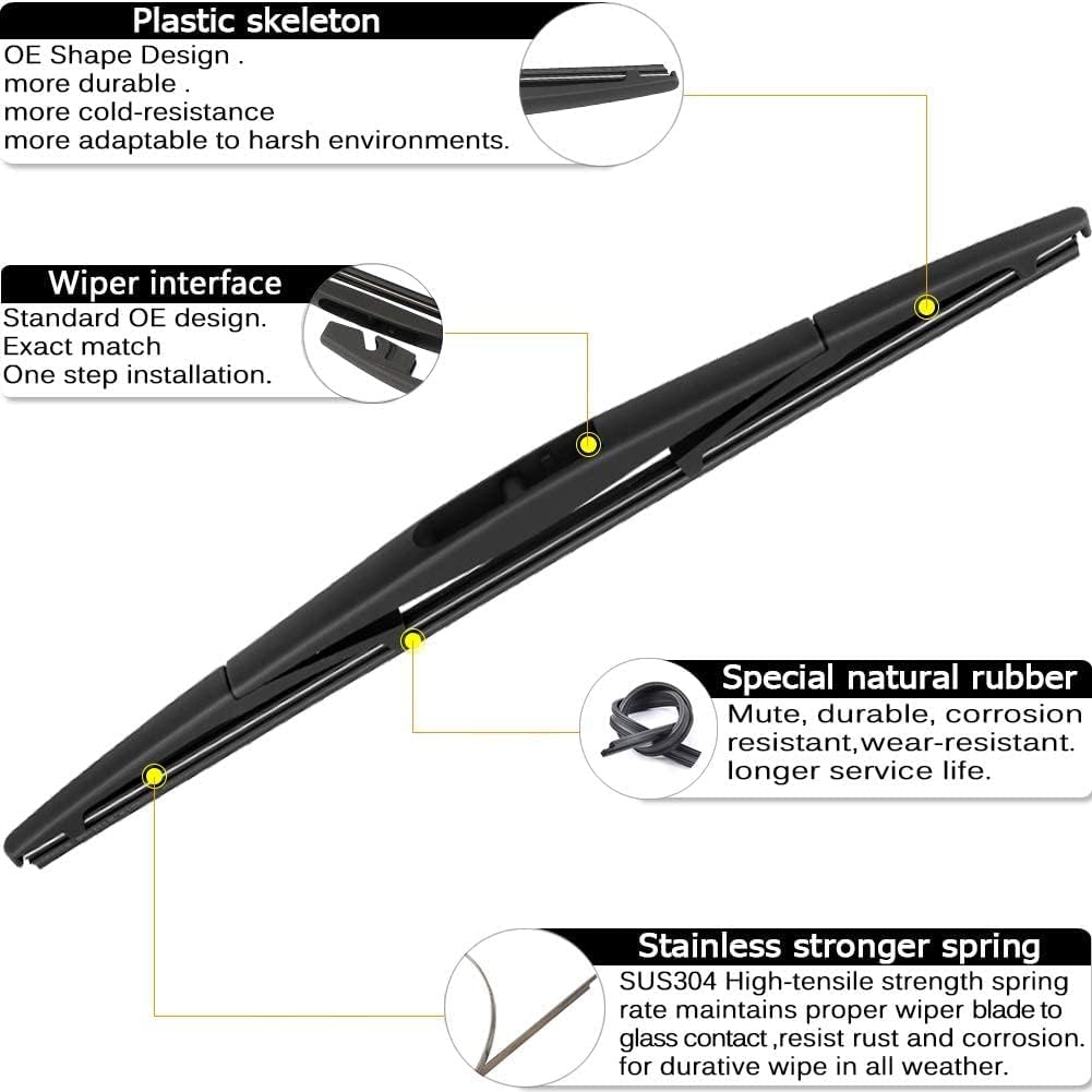 26"+16" Front + 12" Rear Wiper Blade Set, OE-Style Top Lock, Fits 2018–2023 Crosstrek & 2017–2023 Impreza, All-Season, Streak-Free, Pack of 3