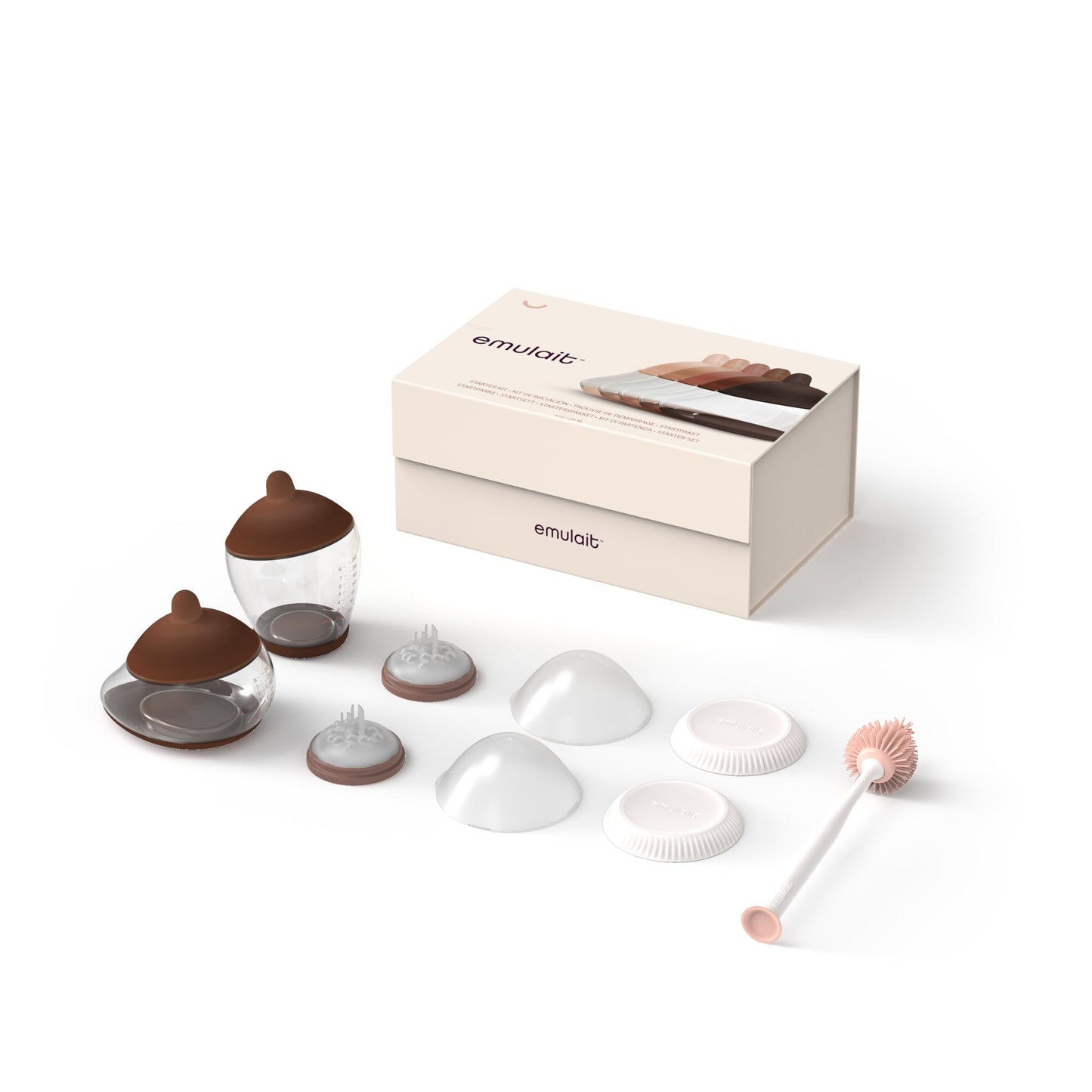 Baby Bottle Starter Kit with 2 Bottles, 2 Nipples, 2 Caps, 2 Lids, 2 Responsive Flow Valves and Cleaning Brush, 8 oz (240 ml)