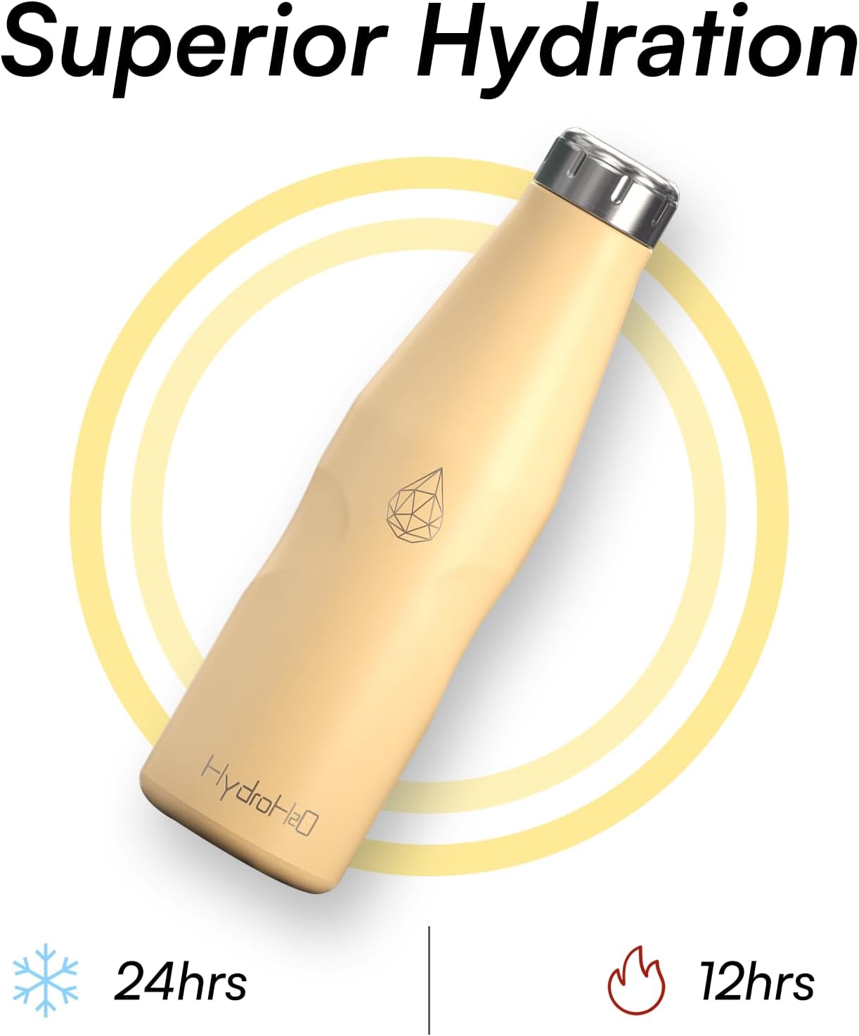 25oz Yellow Double-Walled Insulated Stainless Steel Water Bottle - Beach Series