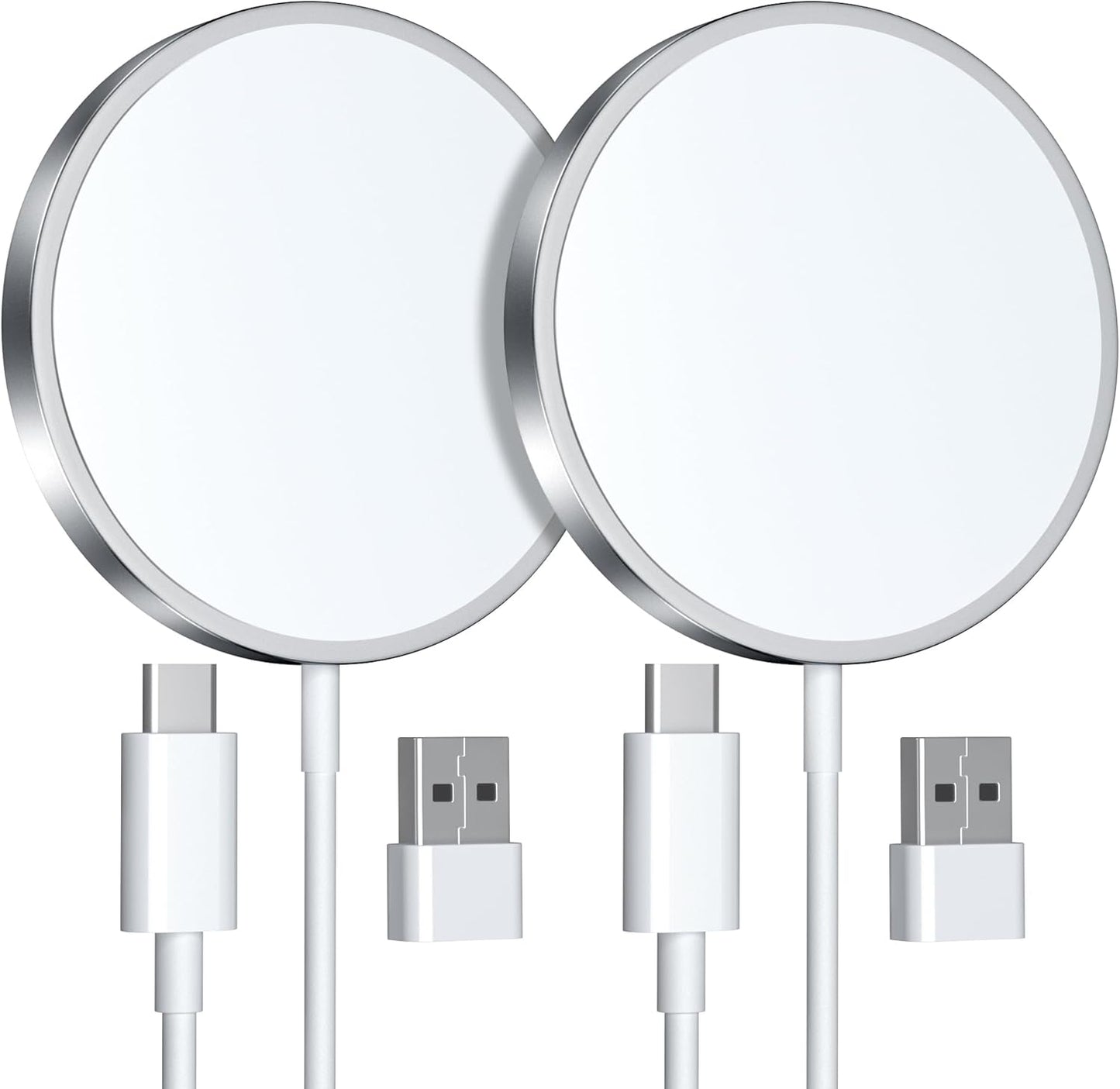 2-Pack 15W Magnetic Wireless Chargers – 32-Magnet Auto-Align, Fast Charge, Slim Design, Safety Temp Control & FOD – For 16/15/14/13/12 Series Magnetic Phones