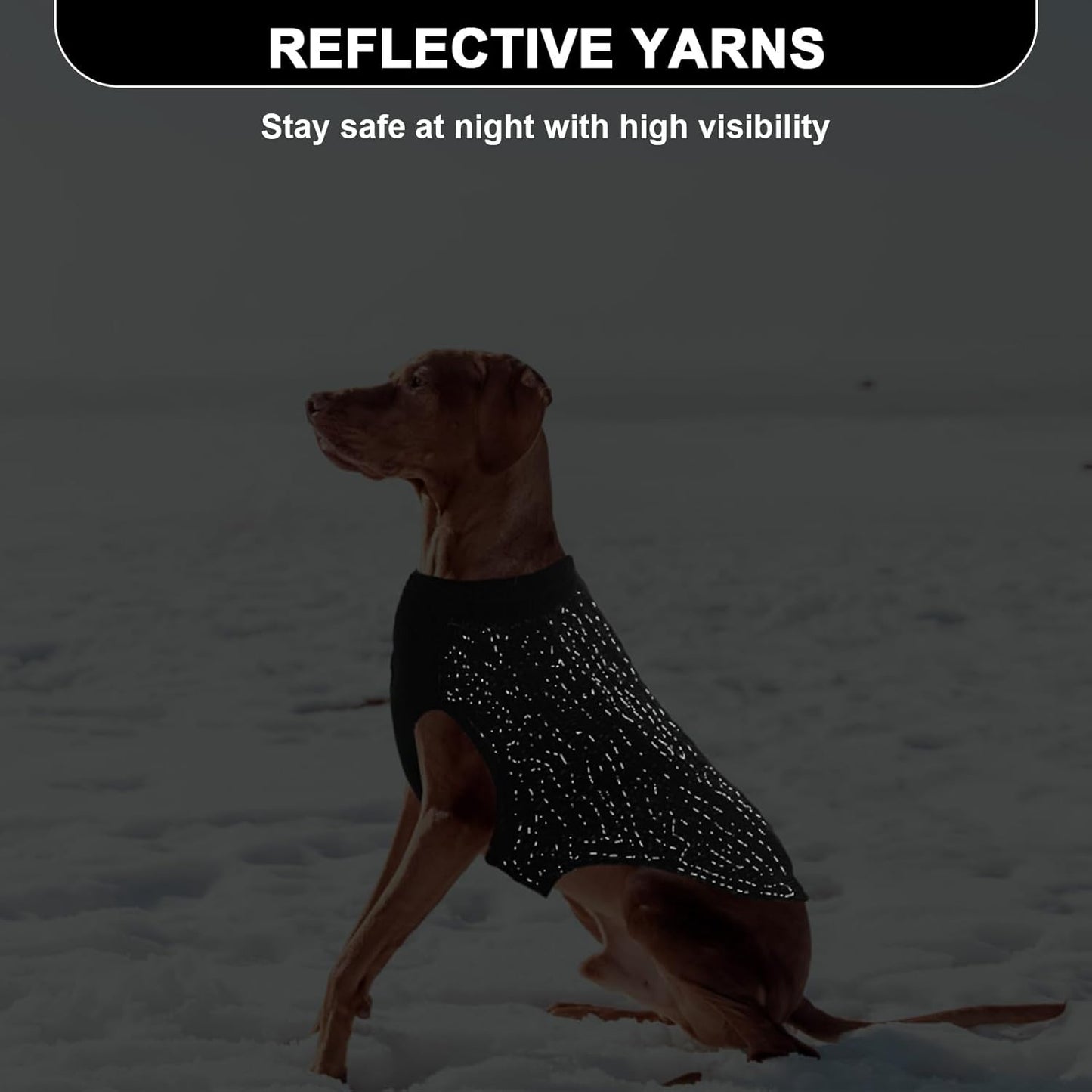 Reflective Black Cable Knit Dog Sweaters, XS Size - Ideal for Night Safety & Cold Weather Comfort