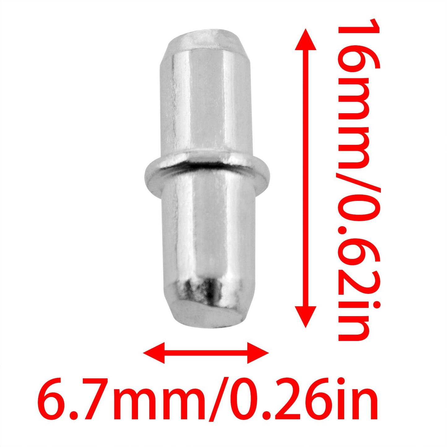 5/16 x 0.2 in (16 x 5 mm) Metal Shelf Support Pins, Adjustable Cabinet and Bookcase Shelf Pegs, Silver Furniture Hardware, 50 Pack