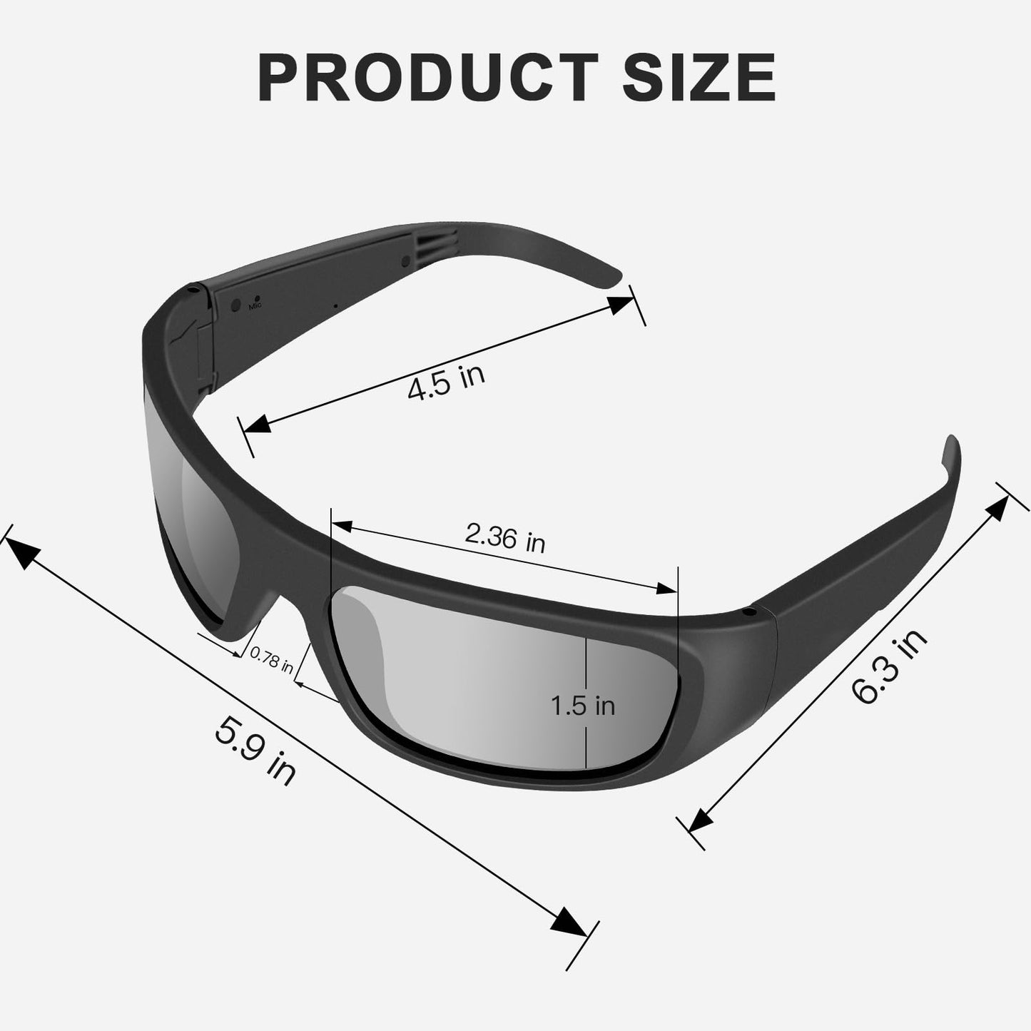 Bluetooth Audio Sunglasses Open Ear Sport Glasses UV400 ANSI Z87.1