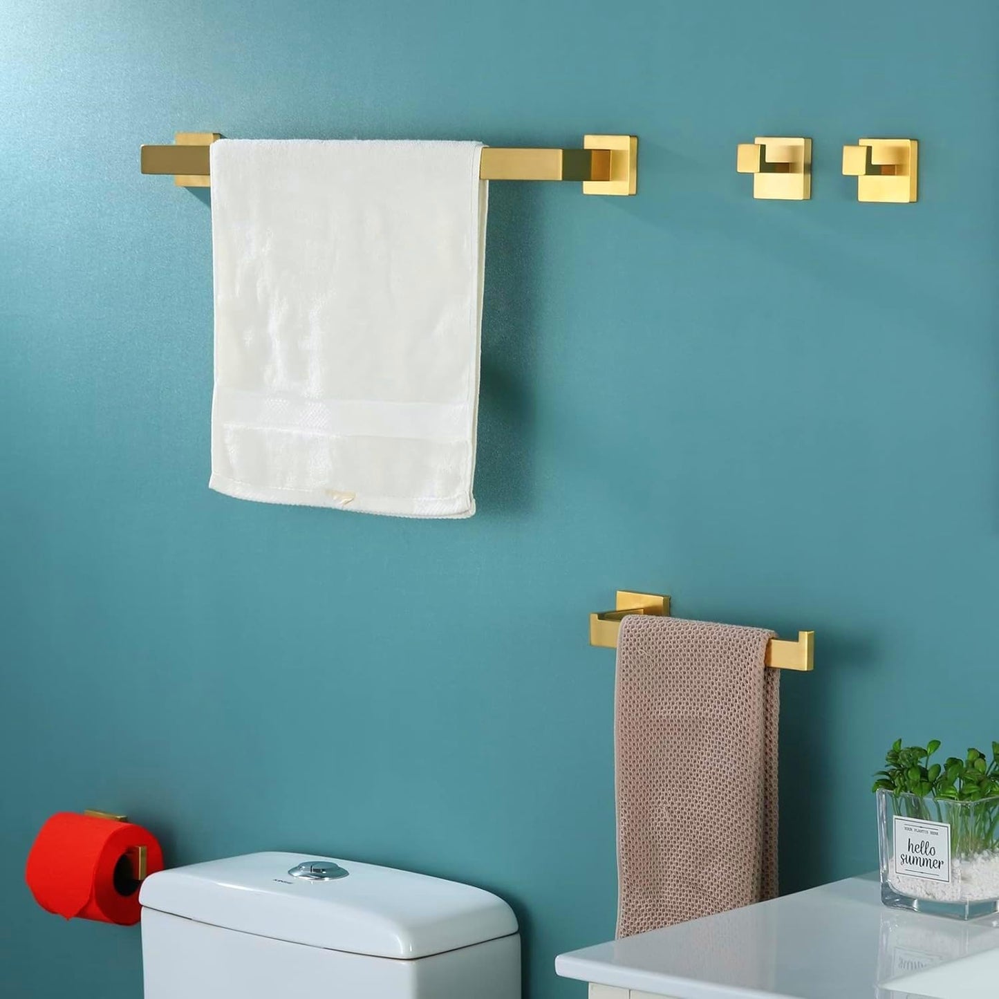 2-Pack Brushed Gold Bathroom Towel Hooks - Durable & Stylish Wall Mounted Hooks