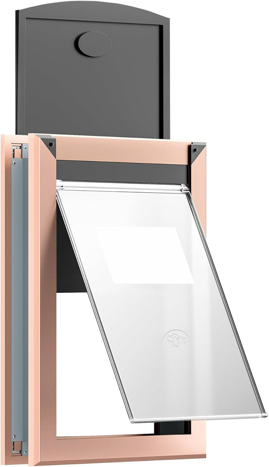 Size M Weatherproof Aluminum Dog Door with Energy-Efficient Double Lock and Easy Install Features