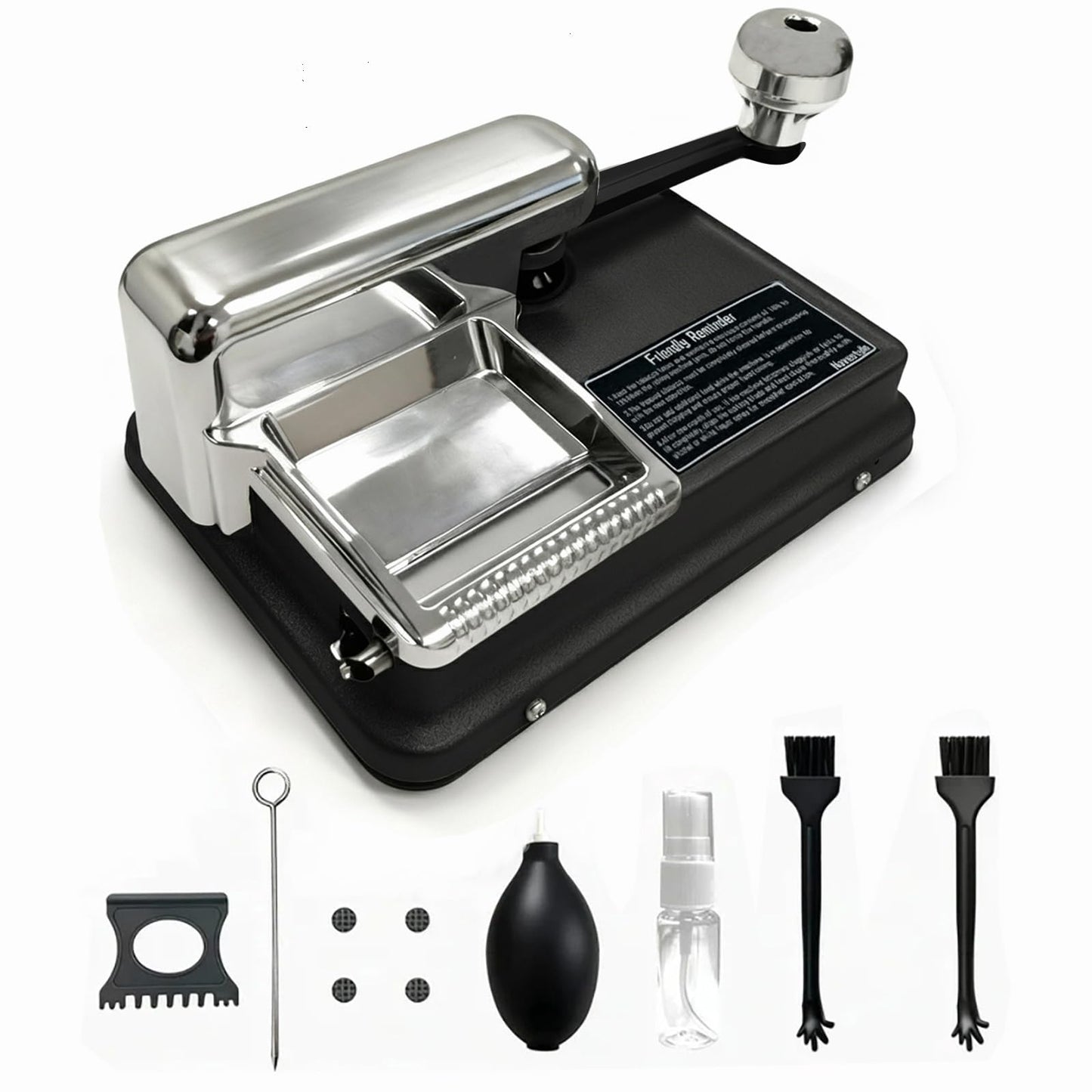 Manual Dual-Track Cigarette Rolling Machine for 8mm Tubes, Jet Black Tobacco Injector with 7-Piece Cleaning Kit