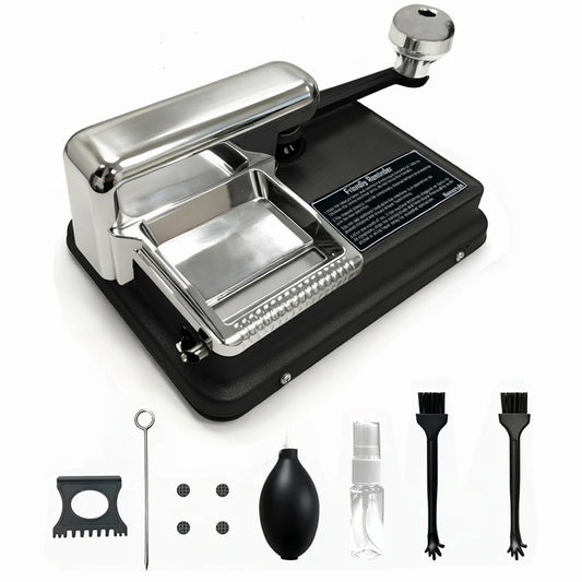Manual Dual-Track Cigarette Rolling Machine for 8mm Tubes, Jet Black Tobacco Injector with 7-Piece Cleaning Kit