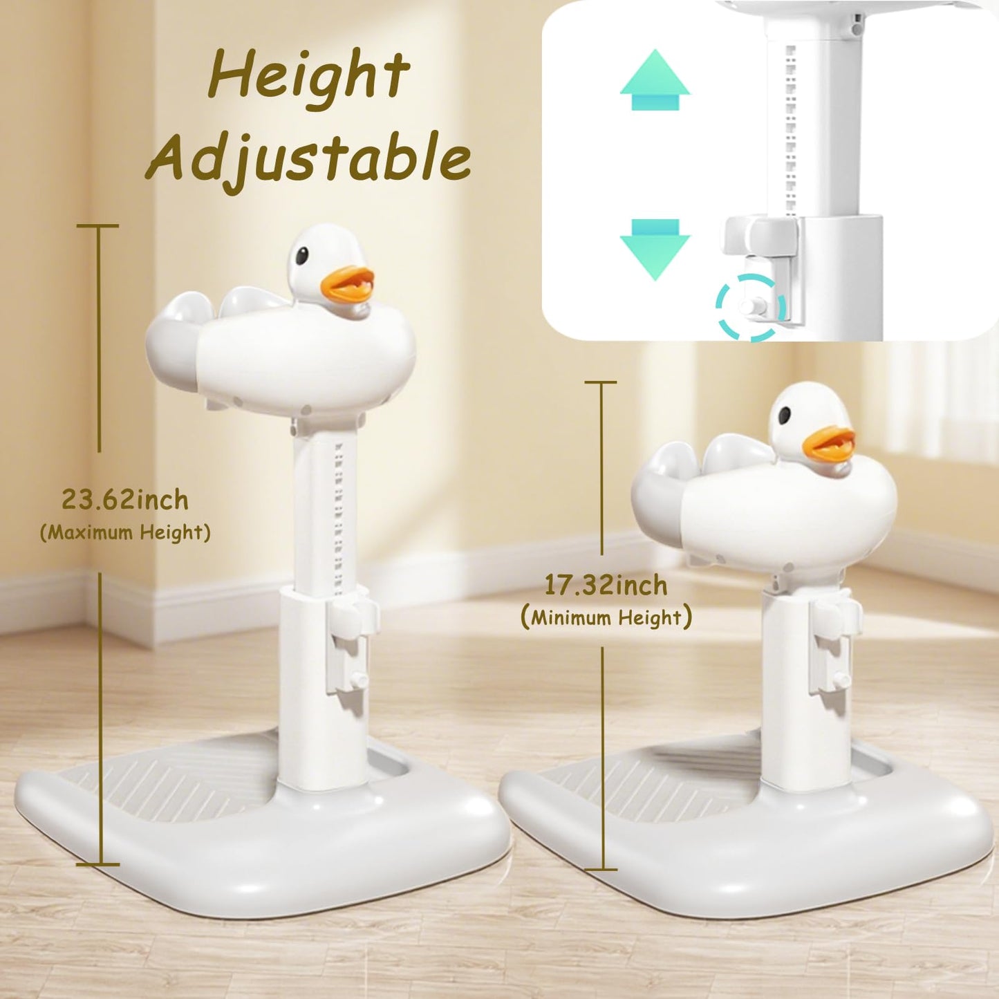 Baby Shower Standing Support with Anti-Slip Base, Adjustable Infant Bath Stand for Toddlers 6-36 Months, Grey