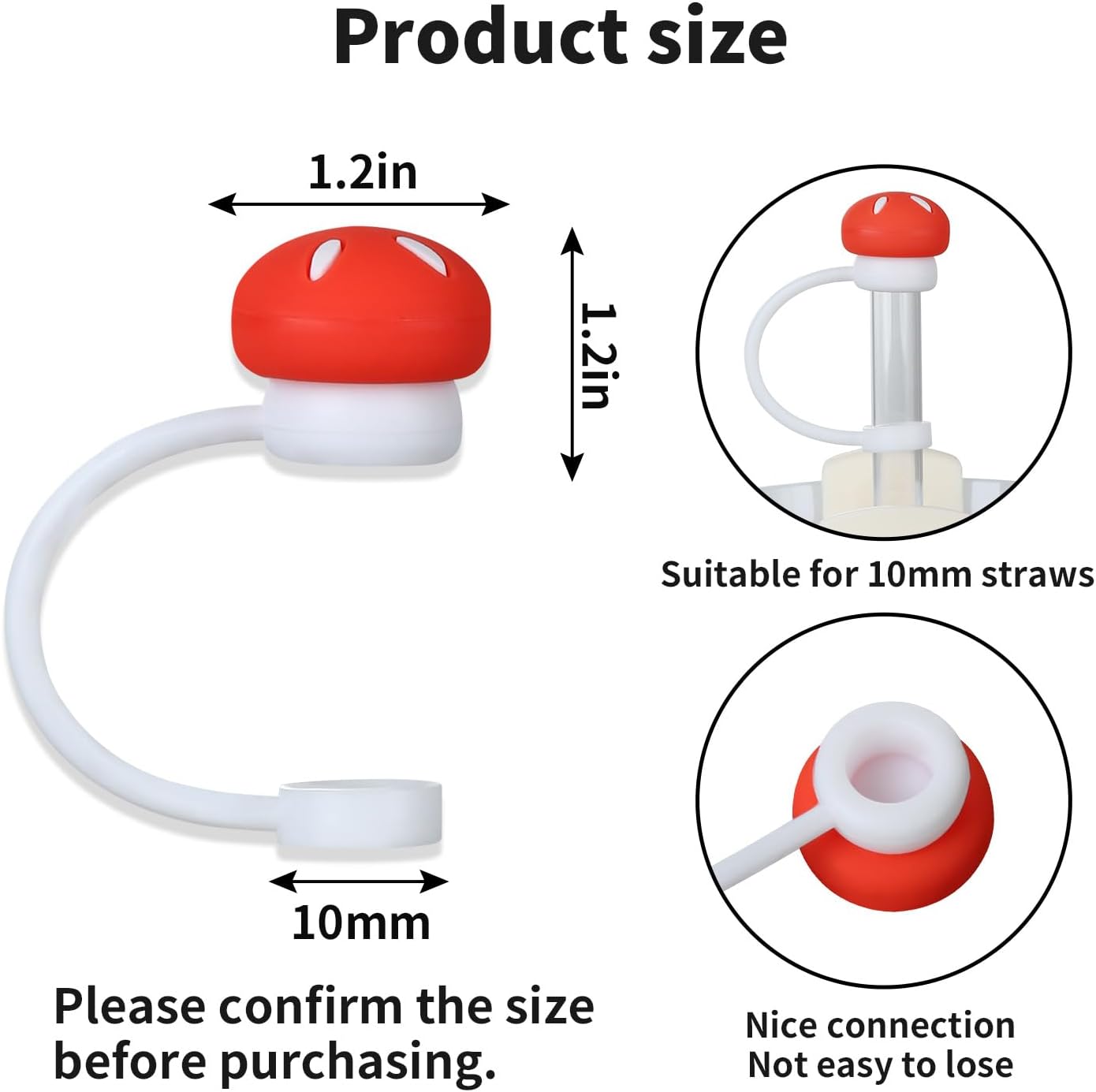 4-Pack Silicone Mushroom Straw Toppers for Stanley Cups, Fits 30 & 40 oz Tumblers - Dust & Spill Proof