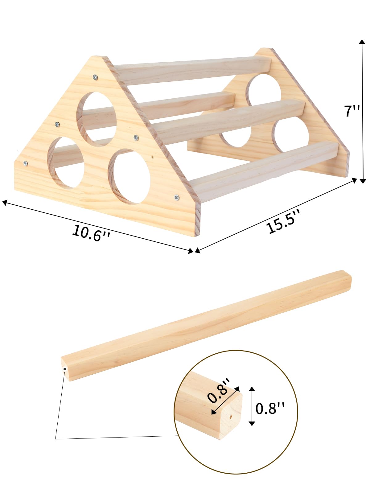 Big Wooden Chick Perch Stand Training Roosting Bar, 14.4 x 10.6 x 6.7 in (36.6 x 26.9 x 17 cm), Triangular Stable Chicken Jungle Gym