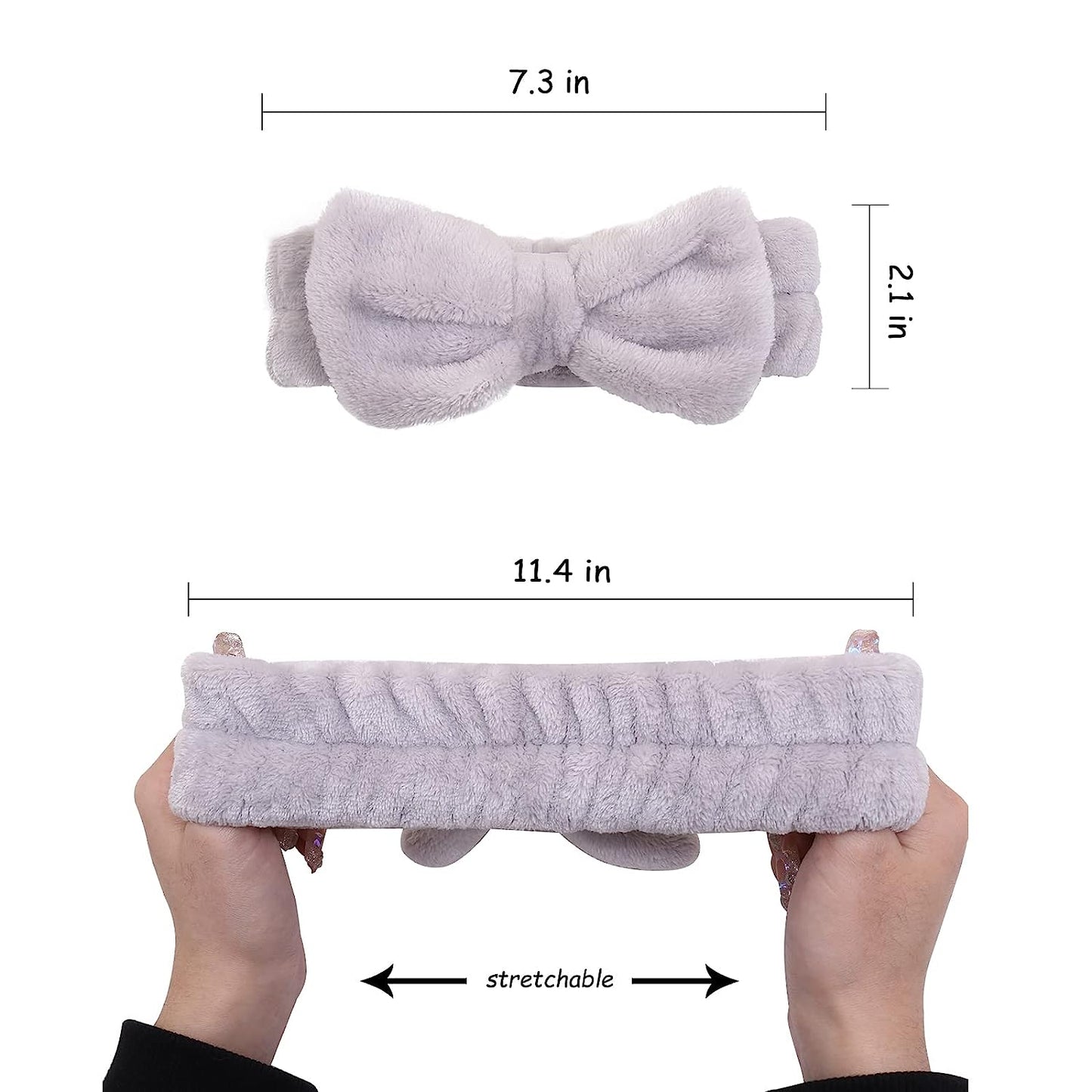 2pk Black/Gray Soft Fluffy Microfiber Coral Fleece Towel Spa Headbands