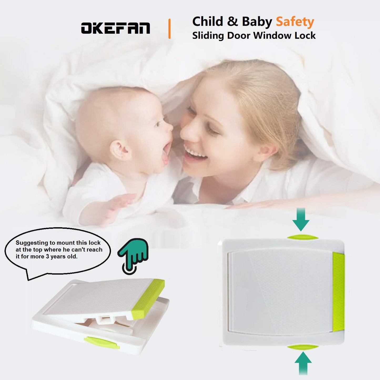 4pk Baby Safety Sliding Glass Door/Window Locks (No Drilling Required)