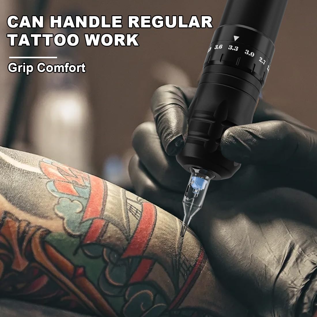 Professional Tattoo Kit with 1500mAh Wireless Tattoo Pen, 7 Adjustable Stroke Lengths, 8 Inks, and 20 Needle Cartridges