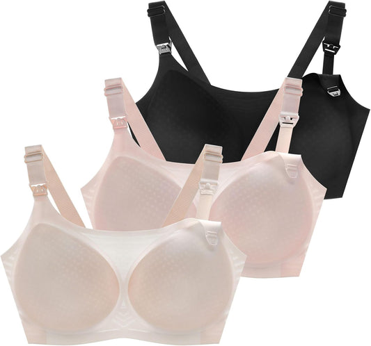 Ultra Comfort 3-Pack XL Nursing Bras for Breastfeeding - Seamless, Breathable Mesh & Natural Shape Support for Maternity & Pregnancy