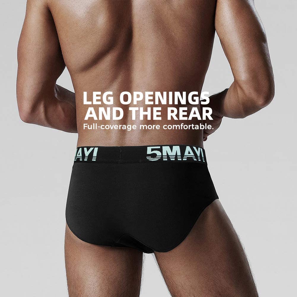 5 Pack Black Size XXL Men's Low Rise Briefs Underwear