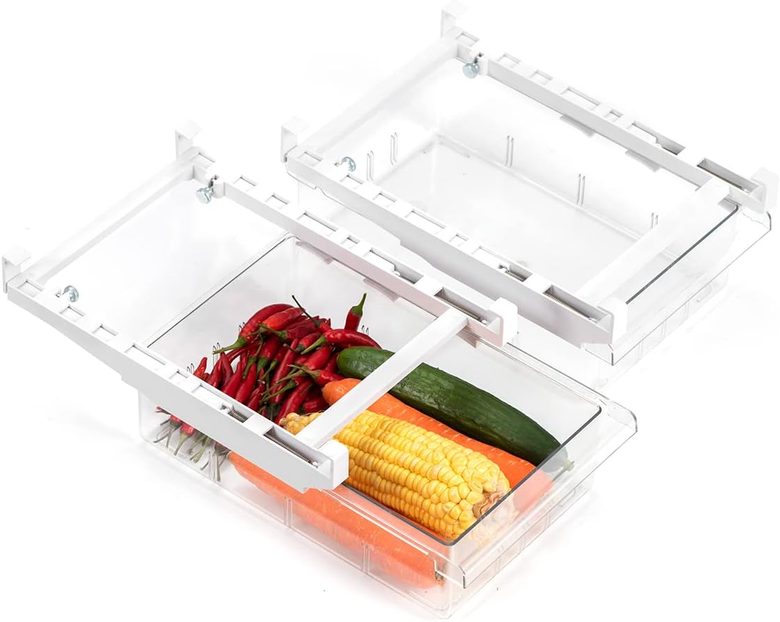 Fridge Shelf Holder & Organizer: Pull-Out Egg Bin with Handle, BPA-Free Storage
