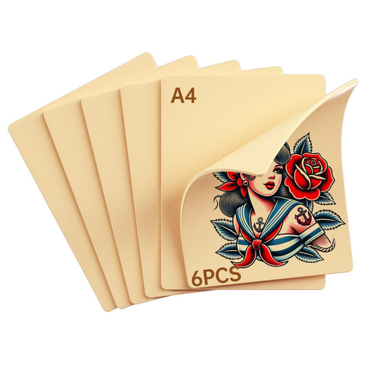 6-Pack 3mm Tattoo Practice Skin - 12x8 inch Double Sided Silicone Fake Skin Sheets